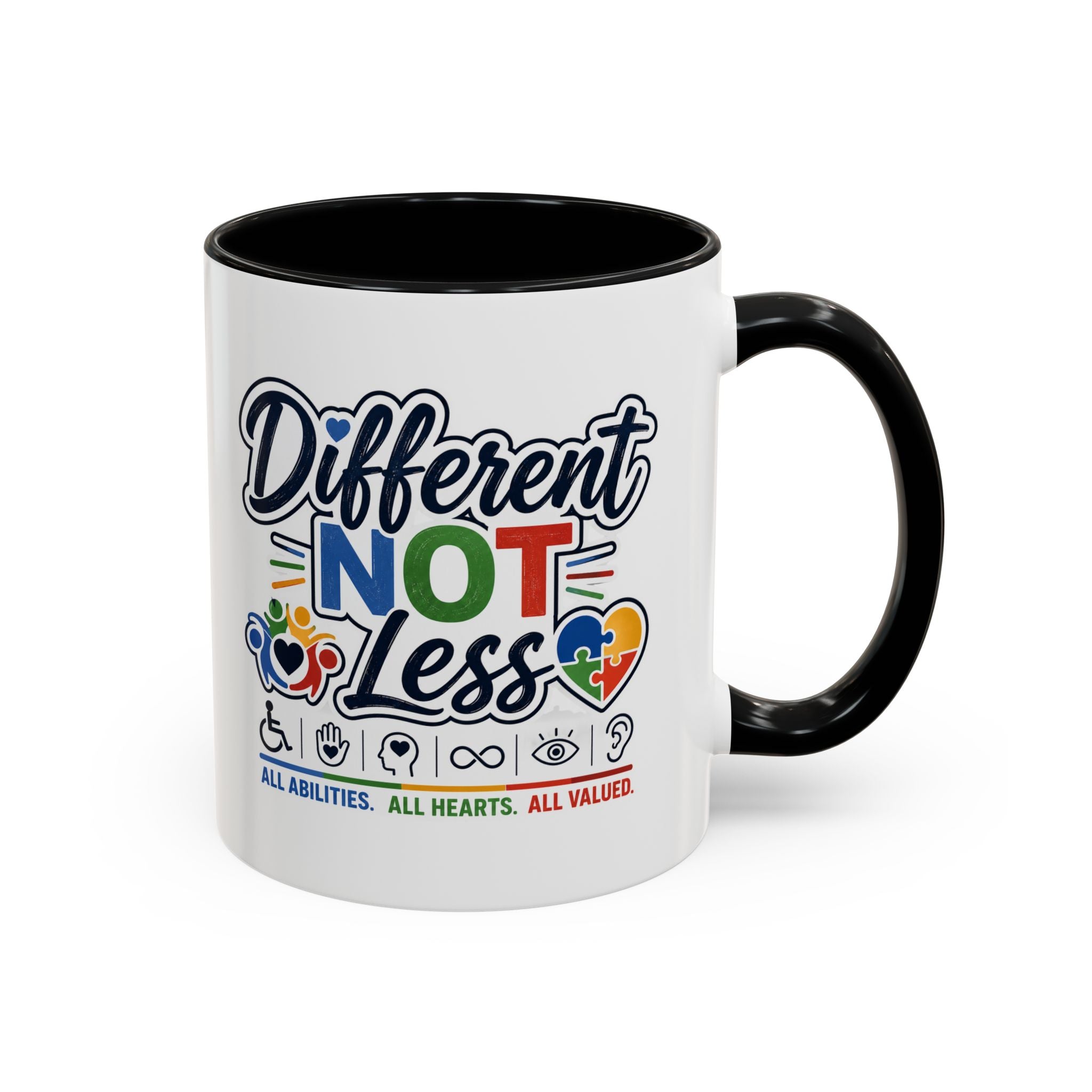Different Not Less Accent Coffee Mug – Disability Pride Inspirational 11/15oz
