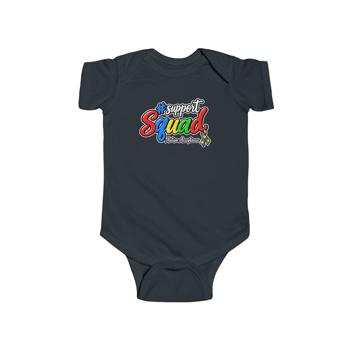 Support Squad Infant Bodysuit, Colorful Comic Text Baby Onesie, Autism Awareness Matching Family Baby Gift