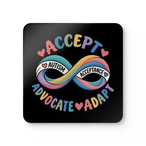 Autism Acceptance Coasters Set of 4, Hardboard Cork Bottom Coasters, Infinity Puzzle Design, Autism Awareness Home Decor Gift
