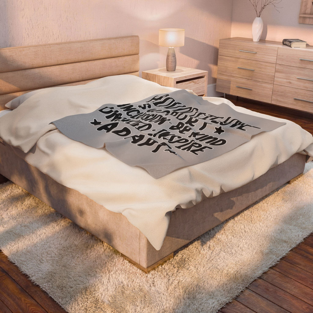 Advocate Support Inclusion Love Velveteen Blanket, Inspiring Word Art Throw, Disability Awareness Gift, Inclusive Cozy Home Decor