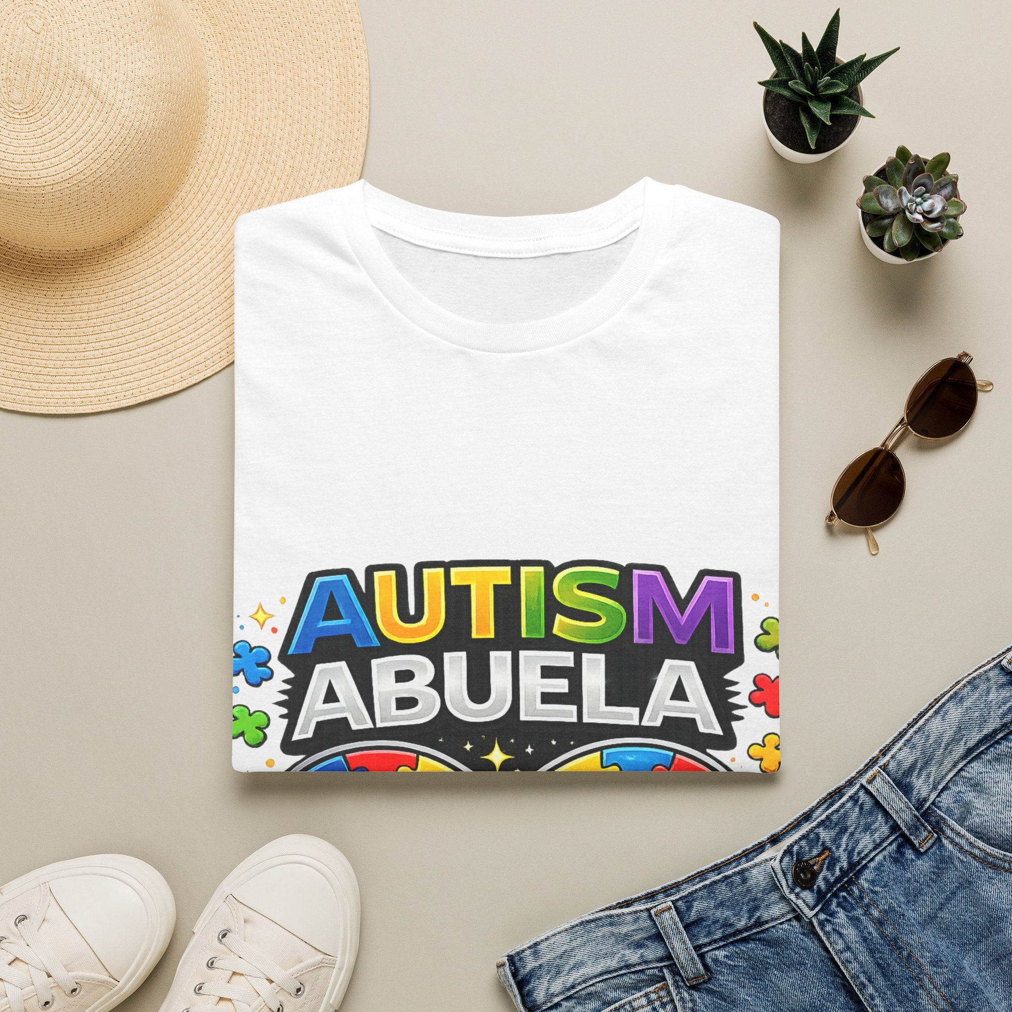 Autism Abuela T-Shirt | Rainbow Puzzle Infinity Design