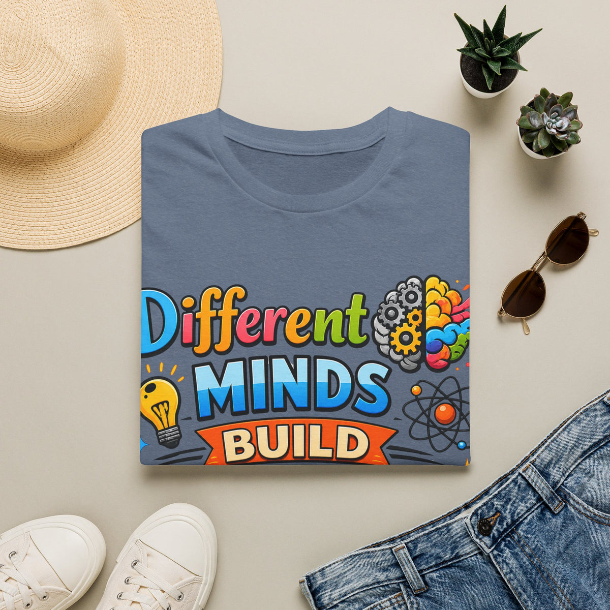 Different Minds Build Better Worlds T-Shirt | Inclusive Neurodiversity Tee
