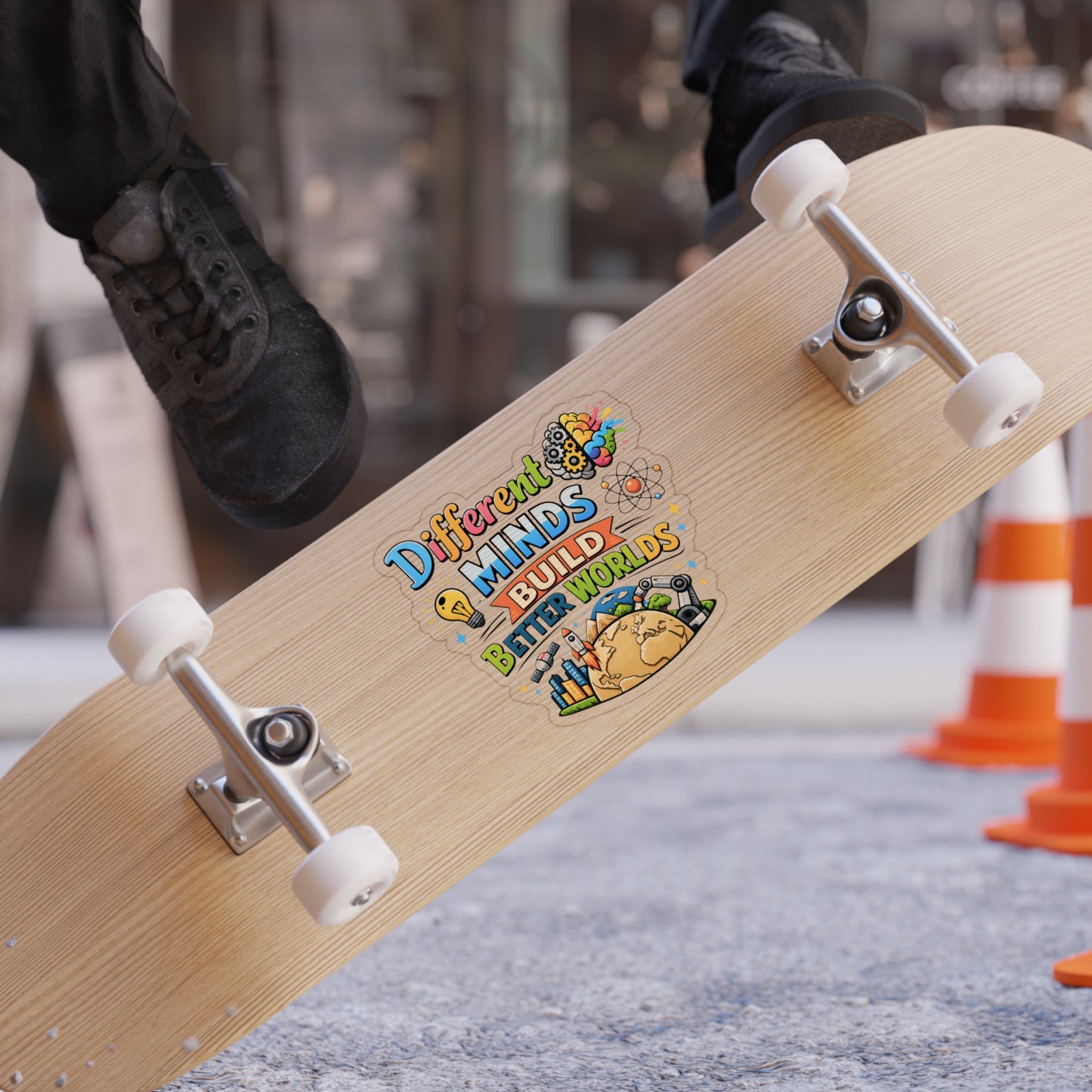 Different Minds Build Better Worlds Transparent Sticker | Outdoor Die-Cut