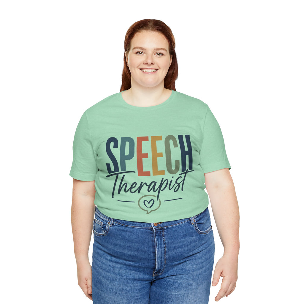 Speech Therapist Shirt | SLP T-Shirt | Heart Typography Graphic Tee | Speech Language Pathologist Gift | Therapist Appreciation Apparel