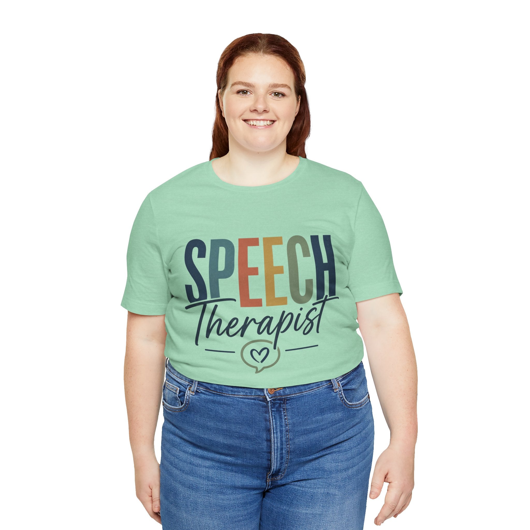 Speech Therapist Shirt | SLP T-Shirt | Heart Typography Graphic Tee | Speech Language Pathologist Gift | Therapist Appreciation Apparel