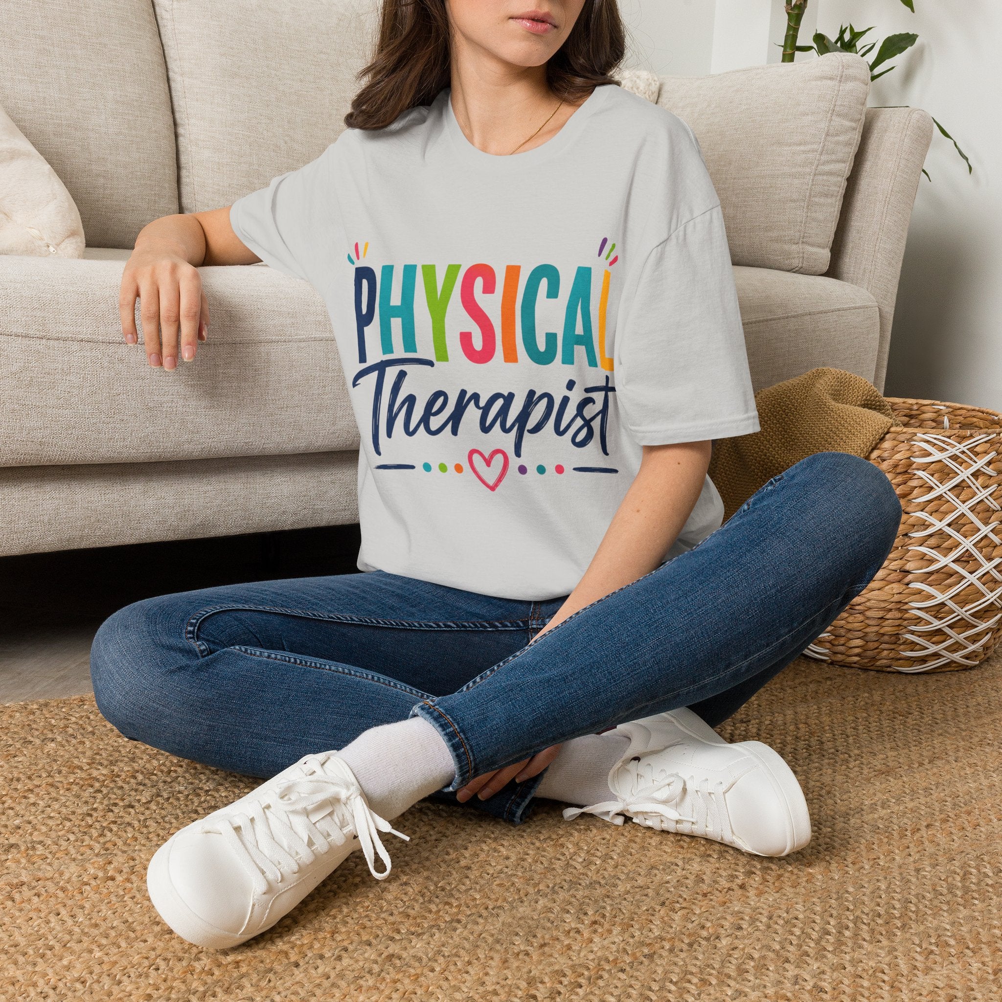 Physical Therapist Shirt | Colorful Typography Heart T-Shirt | Physical Therapy Gift | Healthcare Professional Apparel | Therapist Shirt