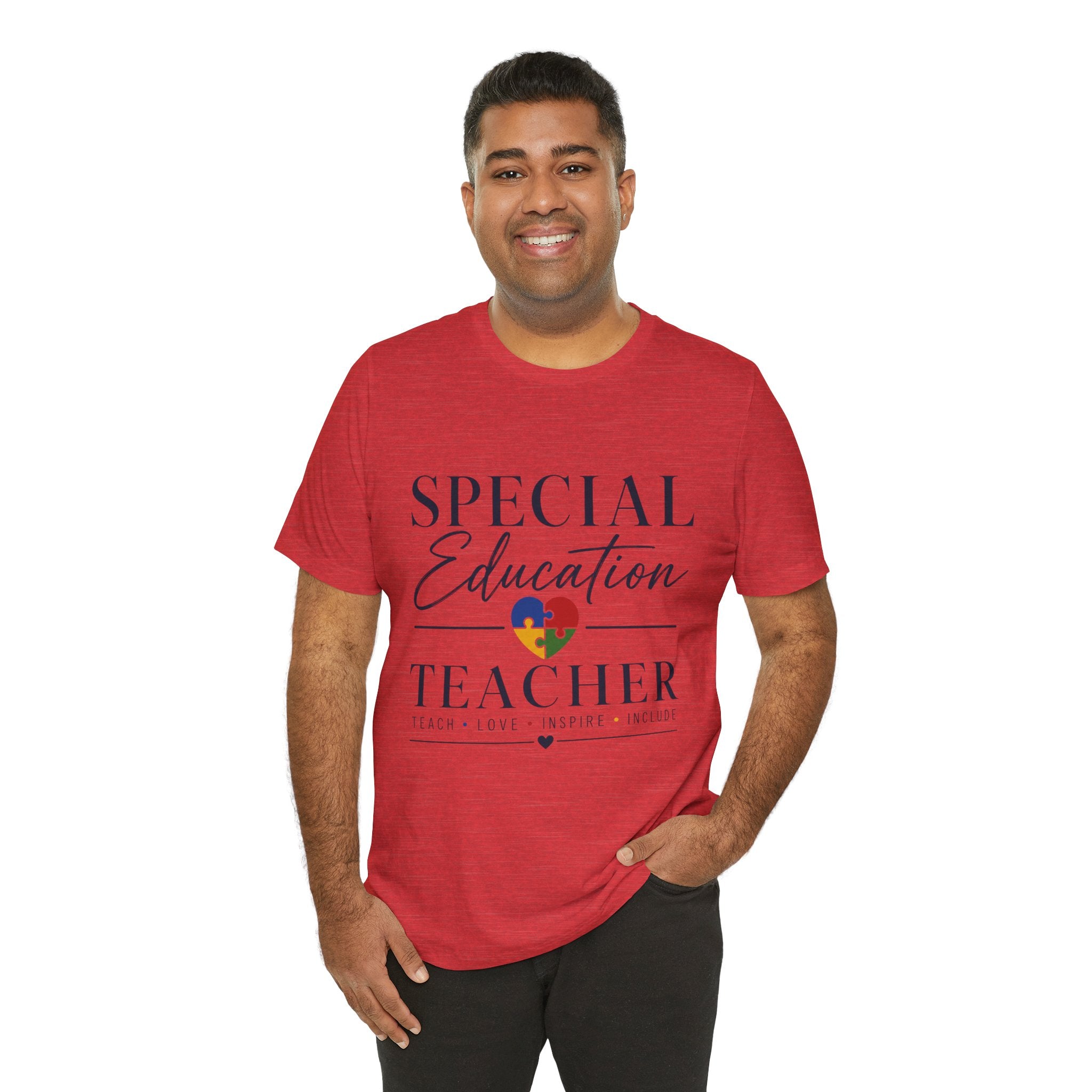 Special Education Teacher Shirt | Teach Love Inspire T-Shirt | Puzzle Heart Graphic Tee | Autism Acceptance Gift | Inclusive Teacher