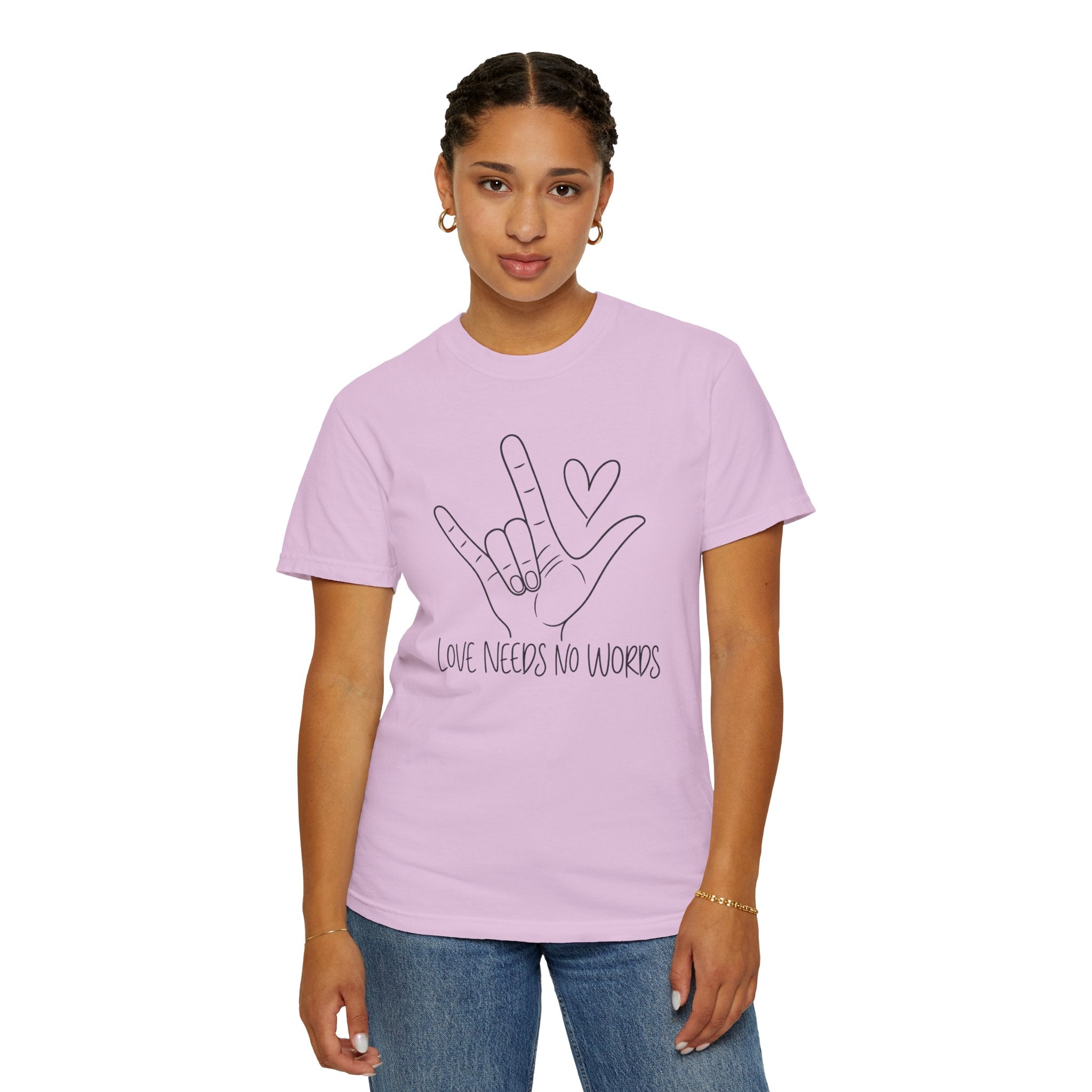 Love Needs No Words Shirt, ASL I Love You Hand Sign Tee, Autism Acceptance T-Shirt, Nonverbal Communication Gift, Sign Language Shirt