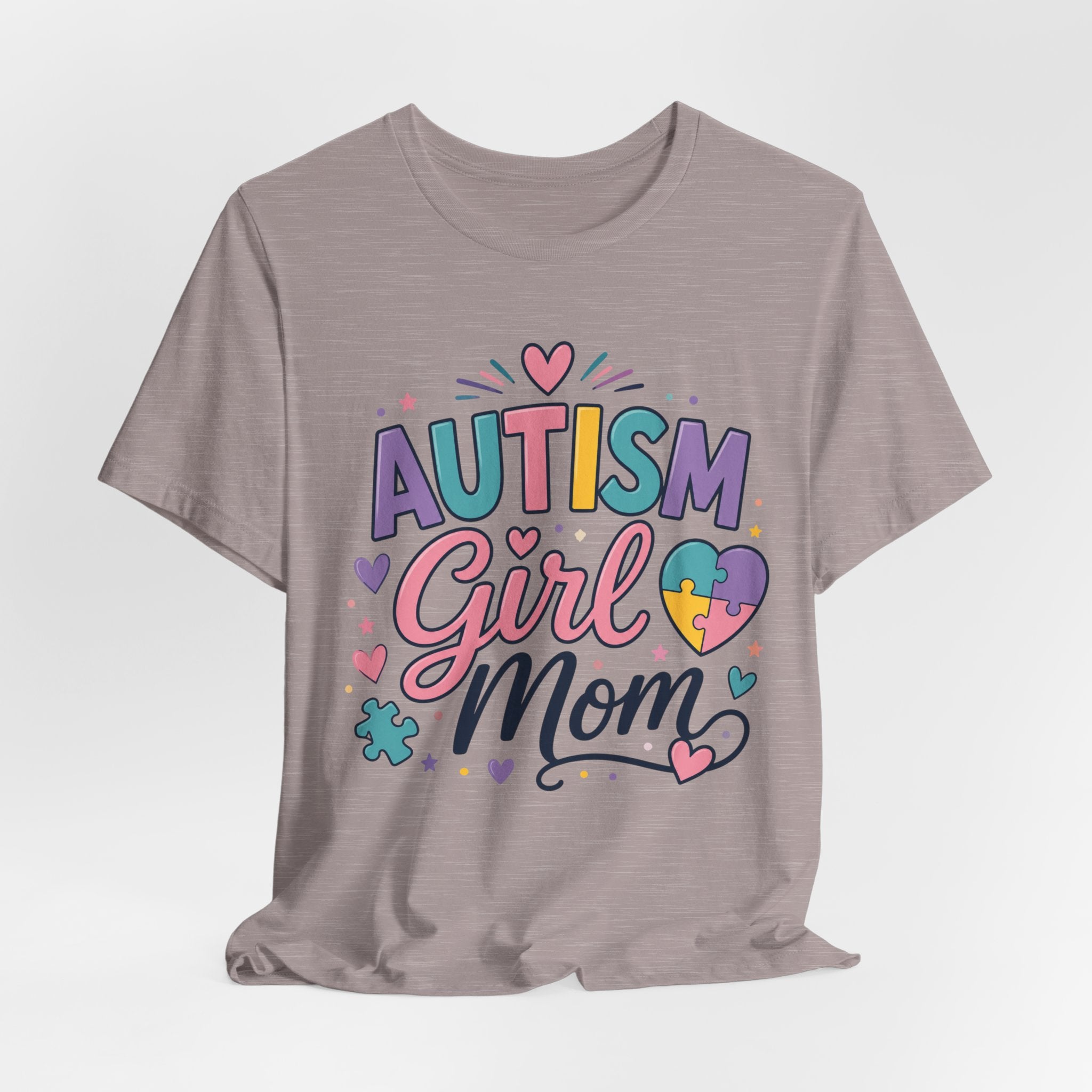 Autism Girl Mom T-Shirt | Puzzle Heart Mom Tee, Neurodiversity Support