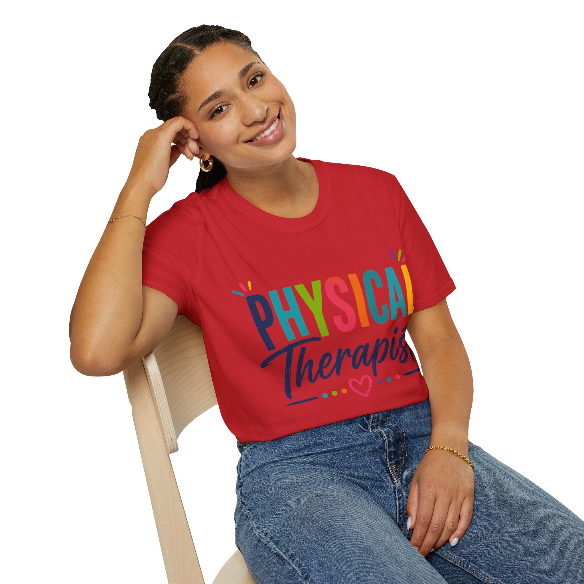 Physical Therapist Shirt | Colorful Typography Heart T-Shirt | Physical Therapy Gift | Healthcare Professional Apparel | Therapist Shirt