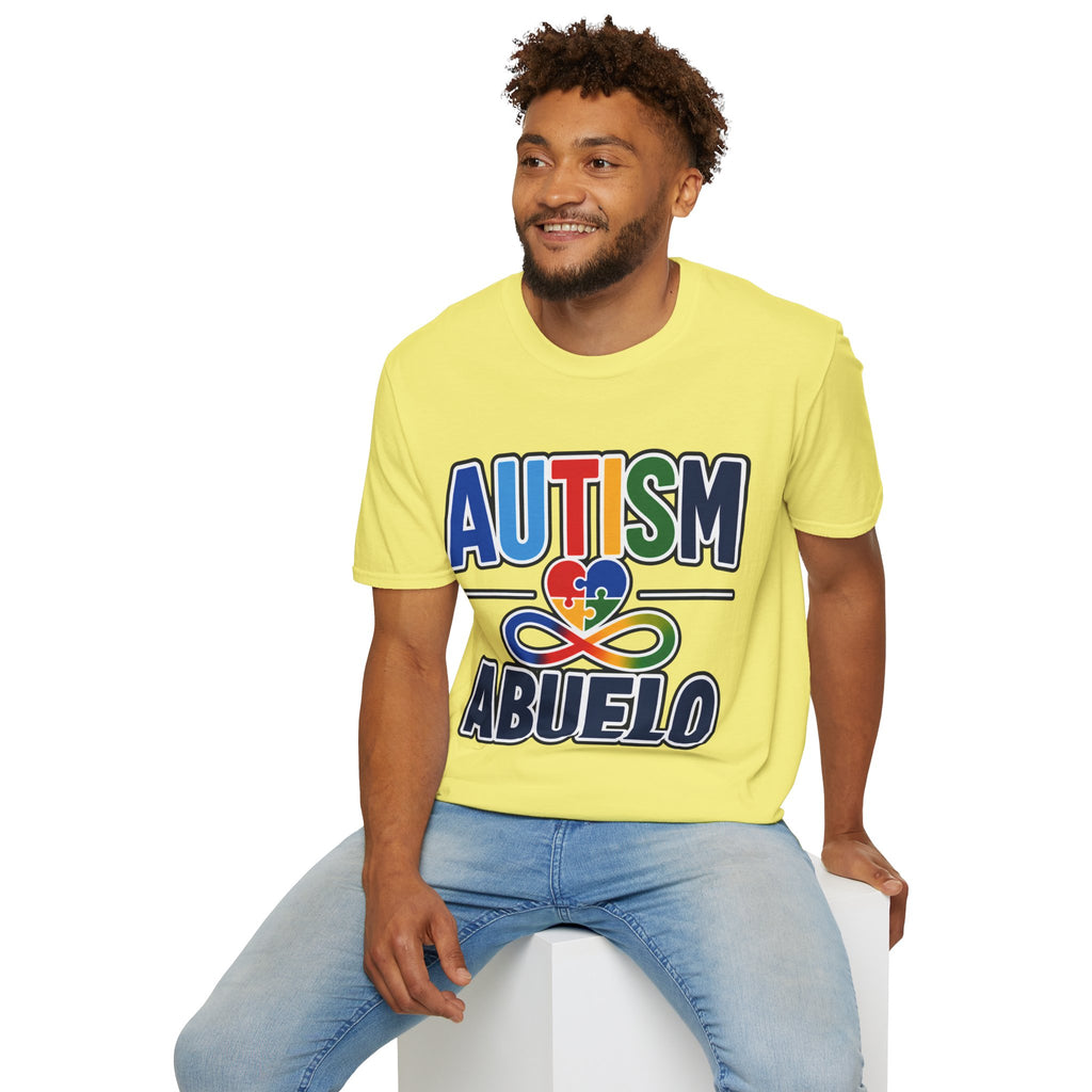 Autism Puzzle Heart Infinity Abuelo T-Shirt | Grandfather Awareness Tee