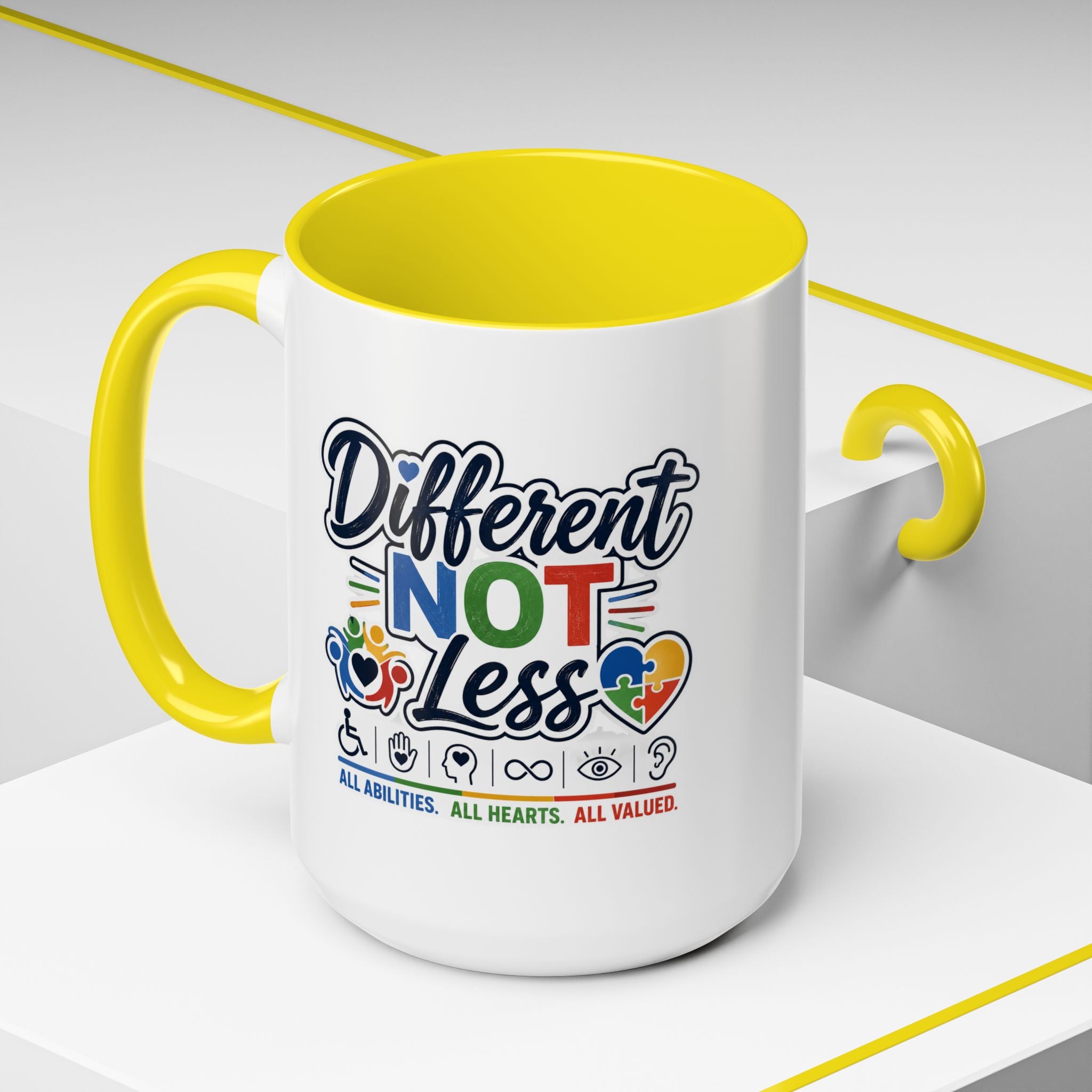 Different Not Less Accent Coffee Mug – Disability Pride Inspirational 11/15oz