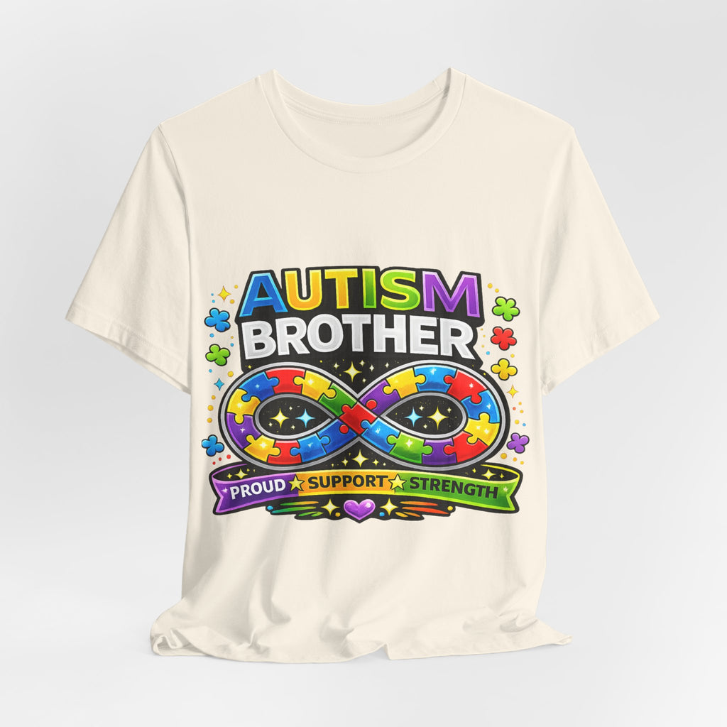 Autism Brother Infinity Puzzle Ribbon T-Shirt | Proud Support Strength