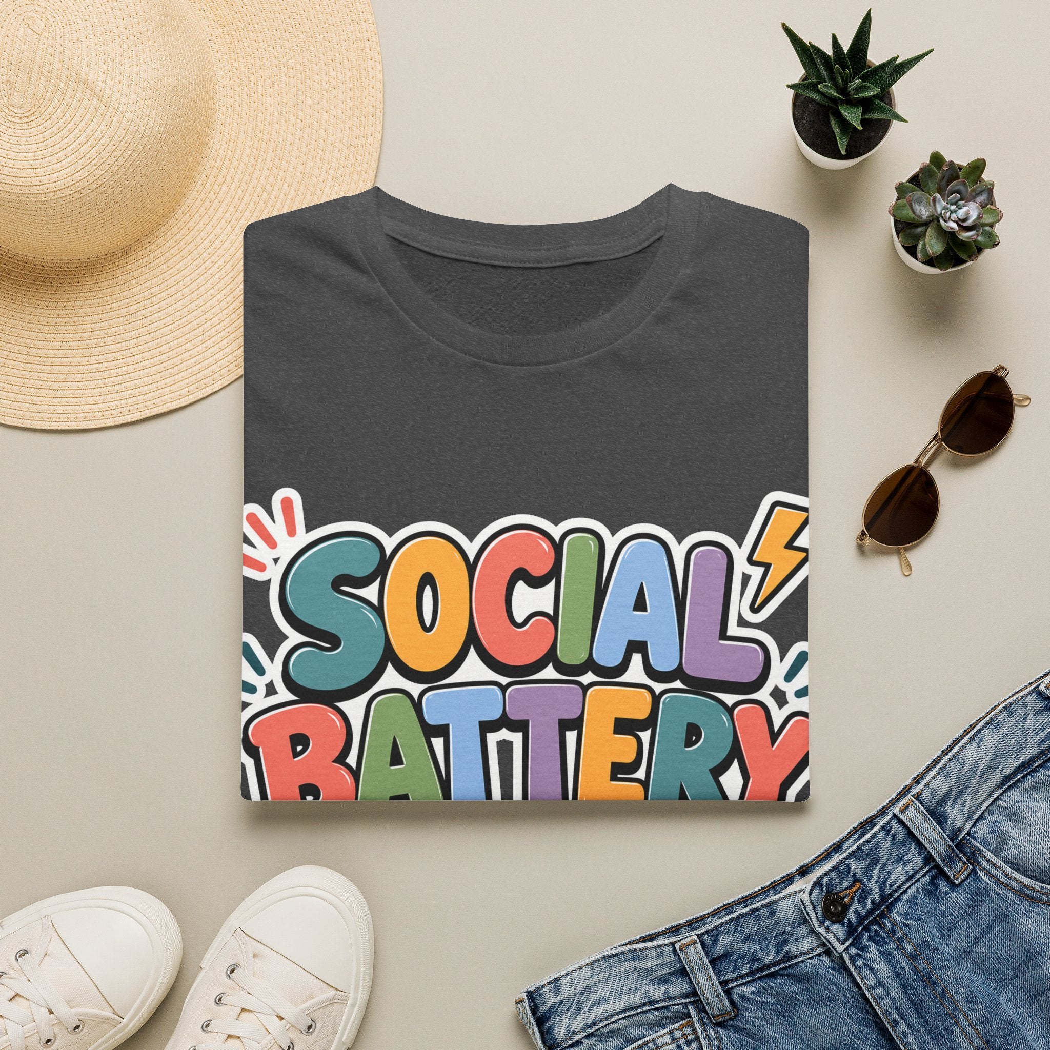 Social Battery Drained T-Shirt — Funny Introvert Graphic Tee