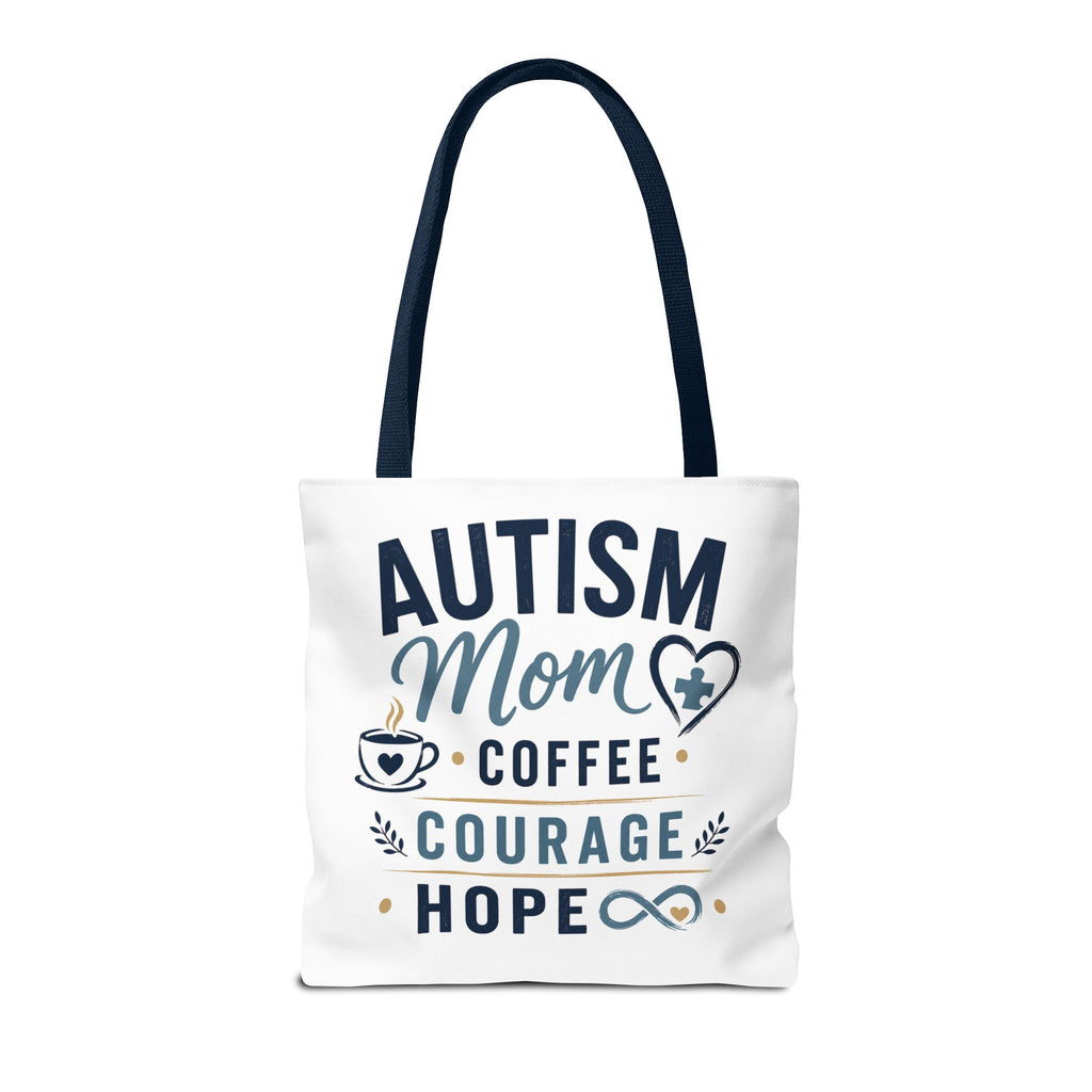 Autism Mom Coffee Courage Hope Tote Bag | Autism Acceptance Gift for Mom | Neurodiversity Canvas Tote | Special Needs Mom Bag