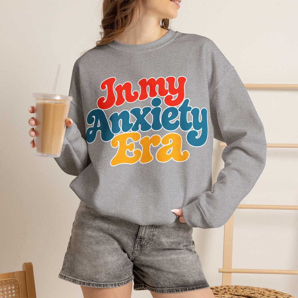 In My Anxiety Era sweatshirt | Crewneck Sweatshirt, Retro Script Mental Health Tee