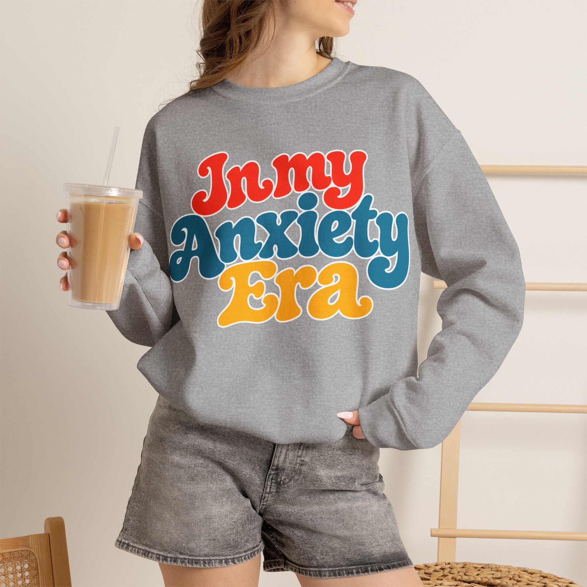 In My Anxiety Era sweatshirt | Crewneck Sweatshirt, Retro Script Mental Health Tee