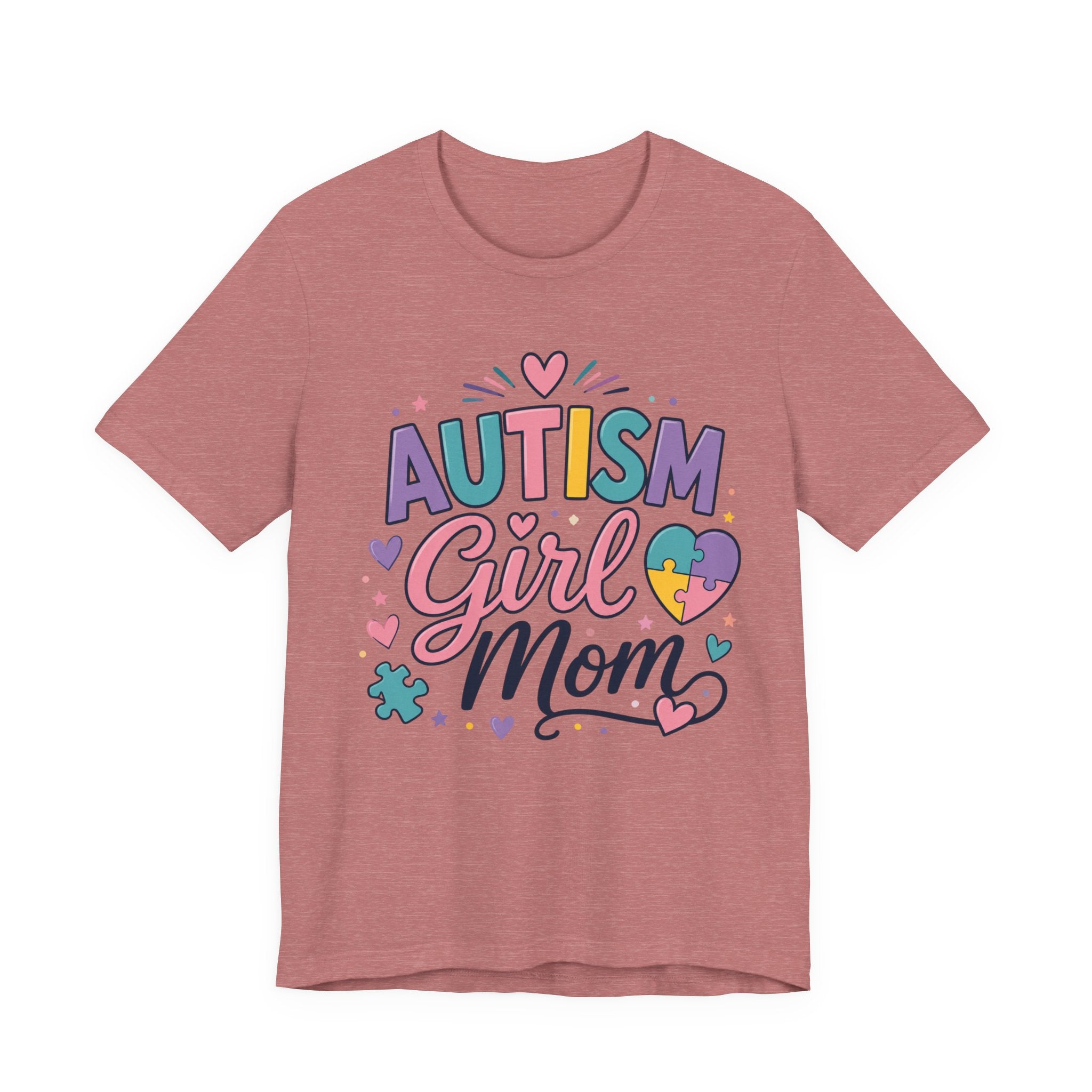 Autism Girl Mom T-Shirt | Puzzle Heart Mom Tee, Neurodiversity Support
