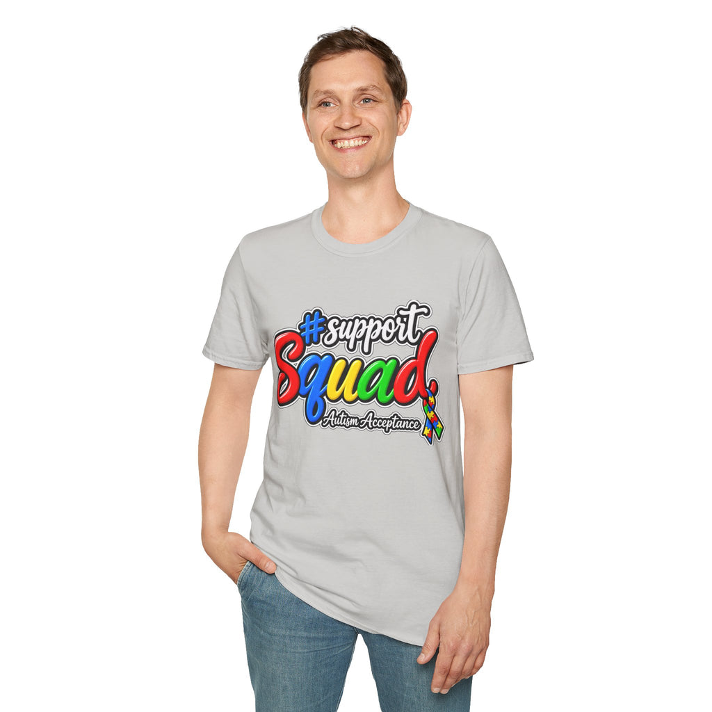Support Squad Autism Acceptance Shirt, Unisex Softstyle T-Shirt, Autism Awareness Family Tee, Autism Advocate Team Gift