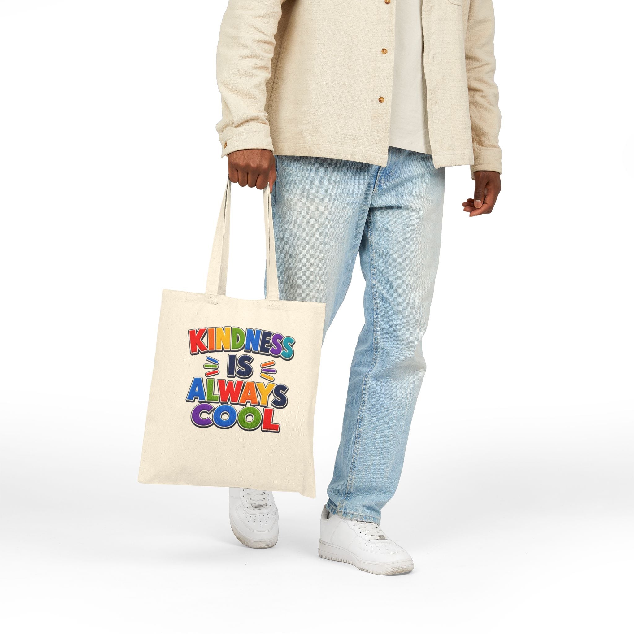 Kindness Is Always Cool Tote Bag | Rainbow Positive Message