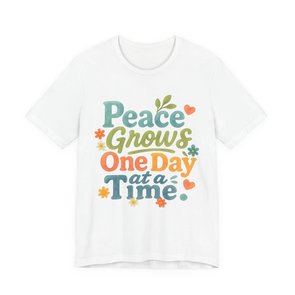 Peace Grows One Day at a Time Tee | Positive Quote Floral Typography