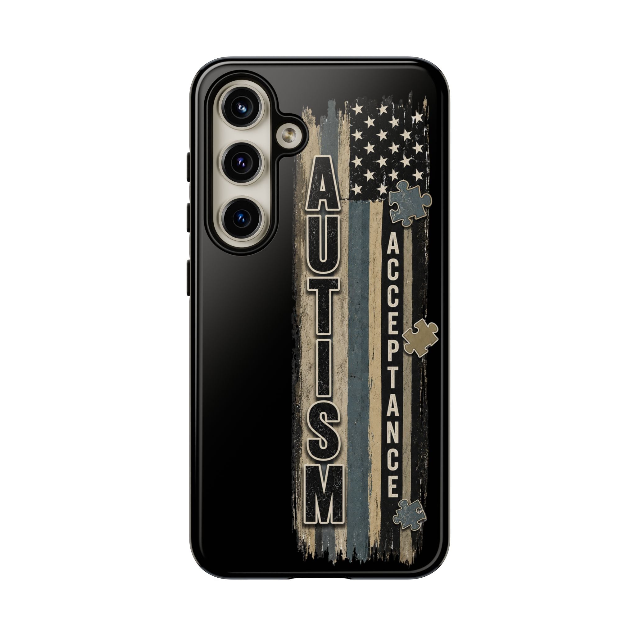 Autism Acceptance Phone Case Puzzle Piece Flag iPhone Samsung Tough Case Autism Awareness Neurodiversity Gift Special Needs Case