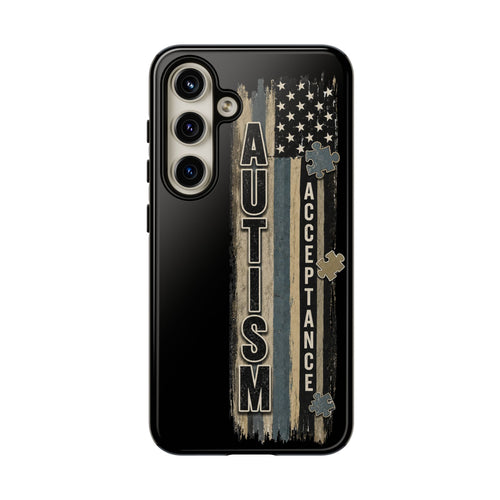 Autism Acceptance Phone Case Puzzle Piece Flag iPhone Samsung Tough Case Autism Awareness Neurodiversity Gift Special Needs Case