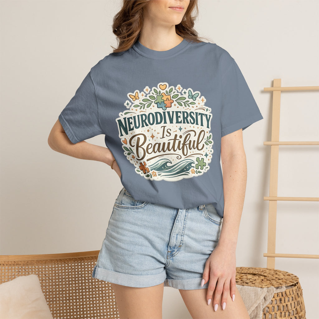 Neurodiversity Is Beautiful T-shirt | Floral Wave Awareness Tee