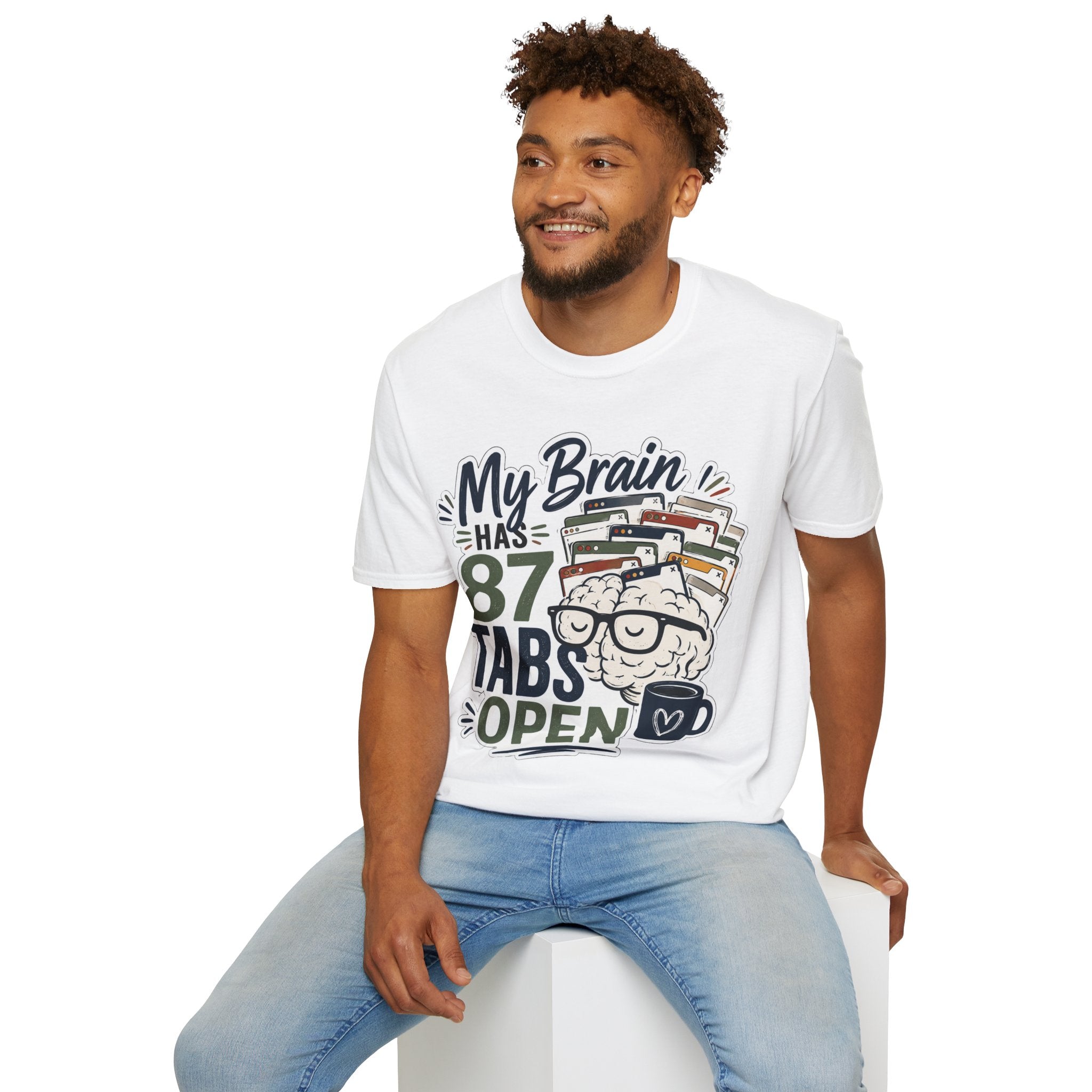 My Brain Has 87 Tabs Open Shirt | Funny ADHD T-Shirt | Overthinking Graphic Tee | Coffee Lover Shirt | Neurodivergent Humor | Mental Health