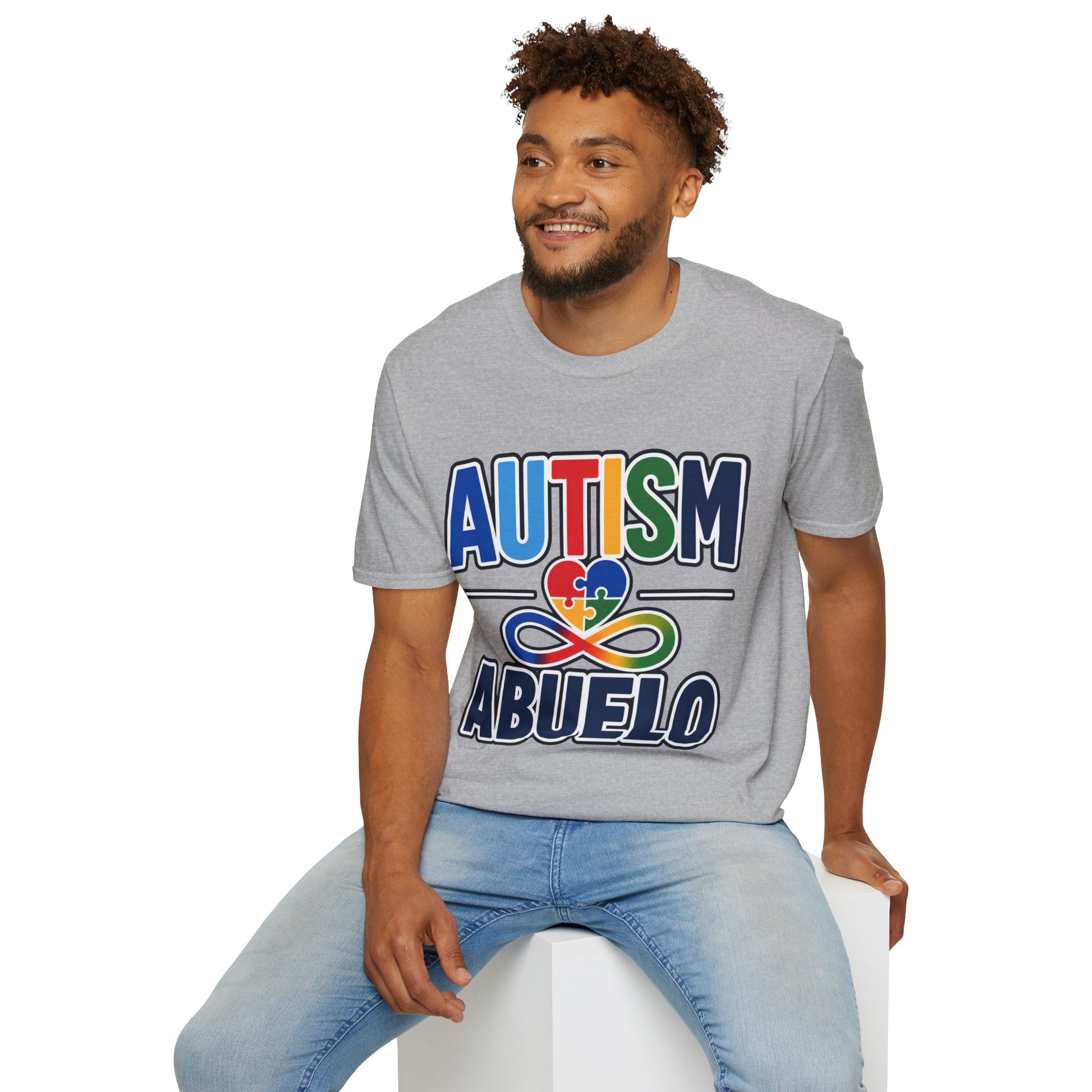 Autism Puzzle Heart Infinity Abuelo T-Shirt | Grandfather Awareness Tee