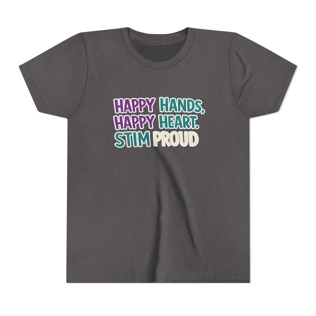 Happy Hands Happy Heart Youth Shirt Stim Proud Autism Awareness T Shirt Sensory Friendly Kids Neurodivergent Special Needs Tee