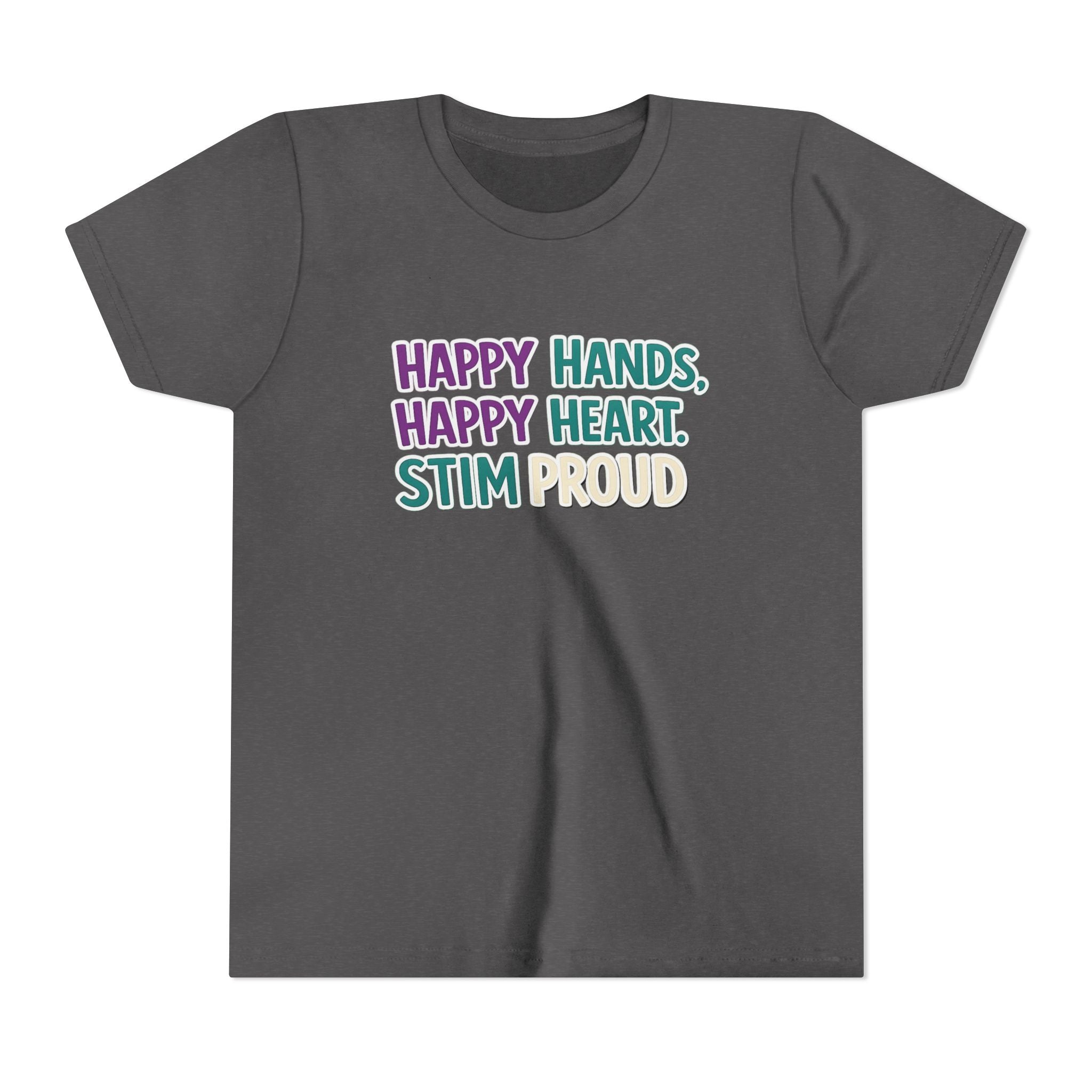 Happy Hands Happy Heart Youth Shirt Stim Proud Autism Awareness T Shirt Sensory Friendly Kids Neurodivergent Special Needs Tee