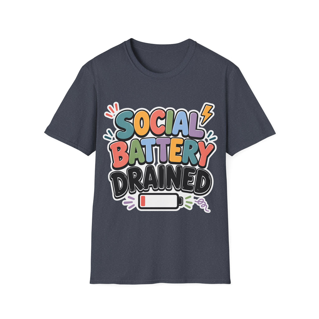 Social Battery Drained T-Shirt — Funny Introvert Graphic Tee
