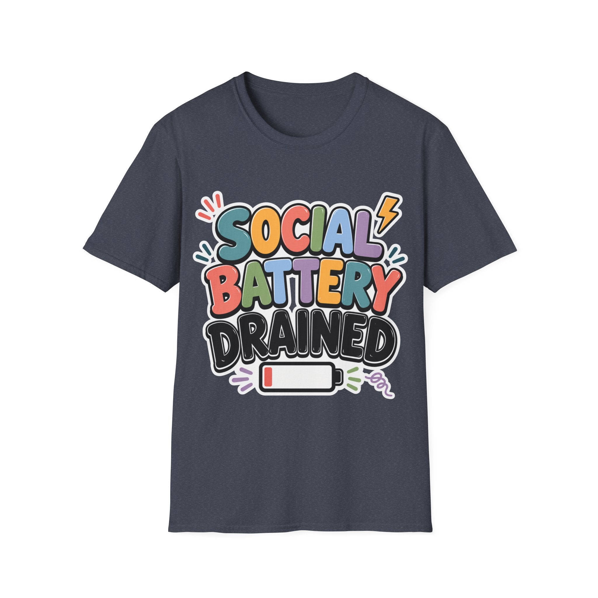 Social Battery Drained T-Shirt — Funny Introvert Graphic Tee