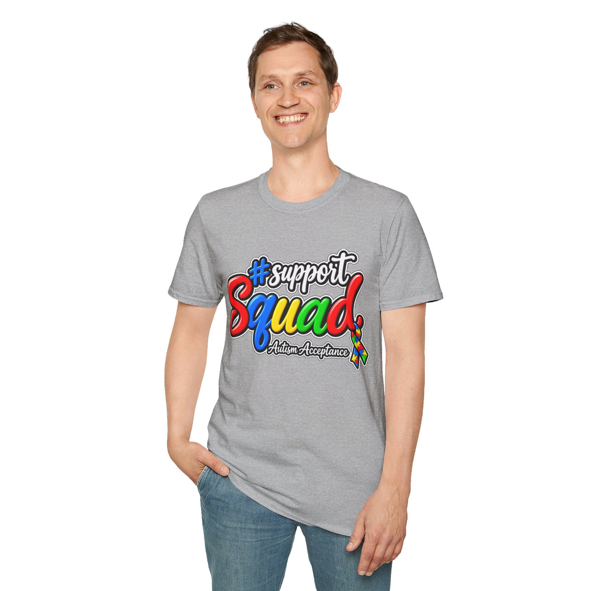 Support Squad Autism Acceptance Shirt, Unisex Softstyle T-Shirt, Autism Awareness Family Tee, Autism Advocate Team Gift