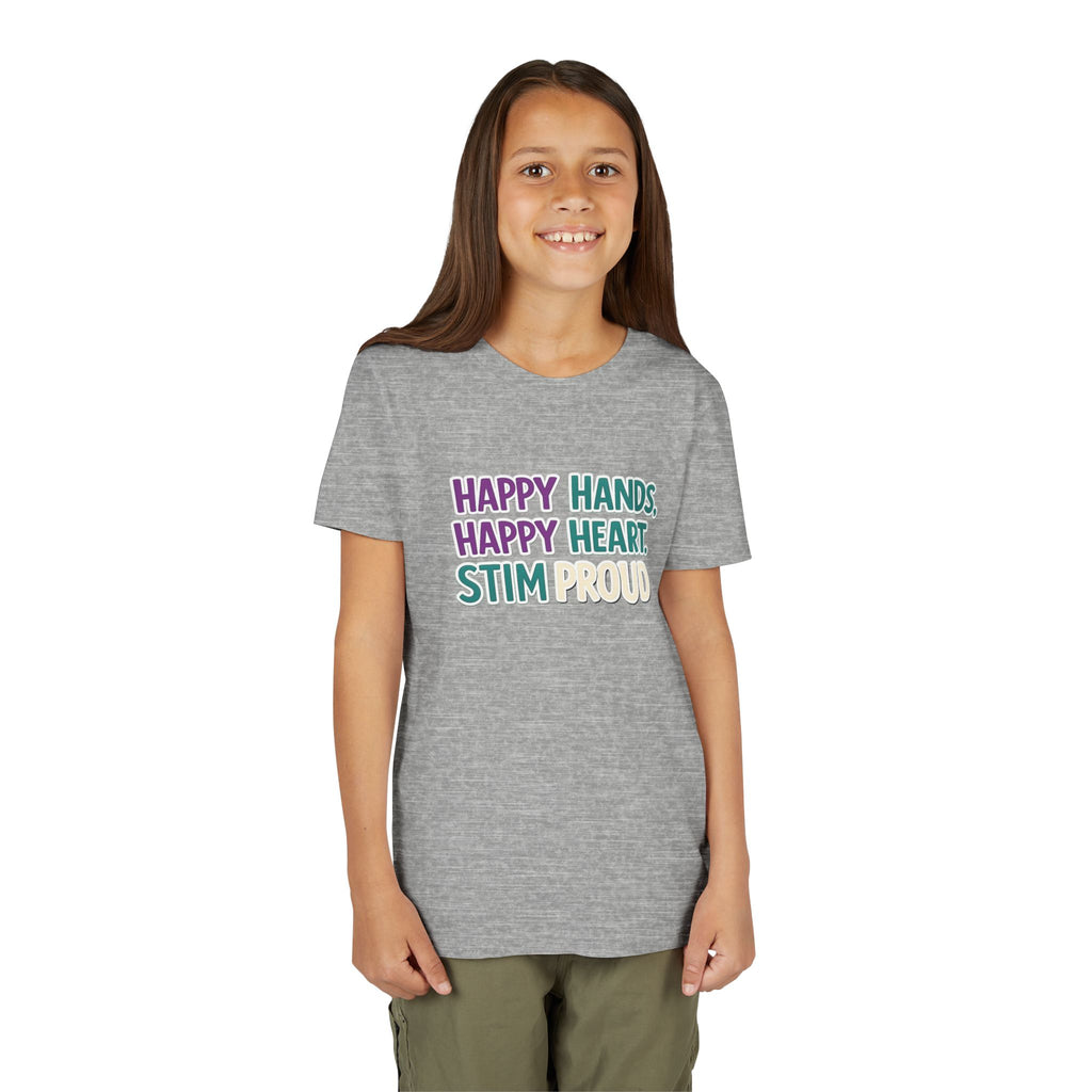 Happy Hands Happy Heart Youth Shirt Stim Proud Autism Awareness T Shirt Sensory Friendly Kids Neurodivergent Special Needs Tee