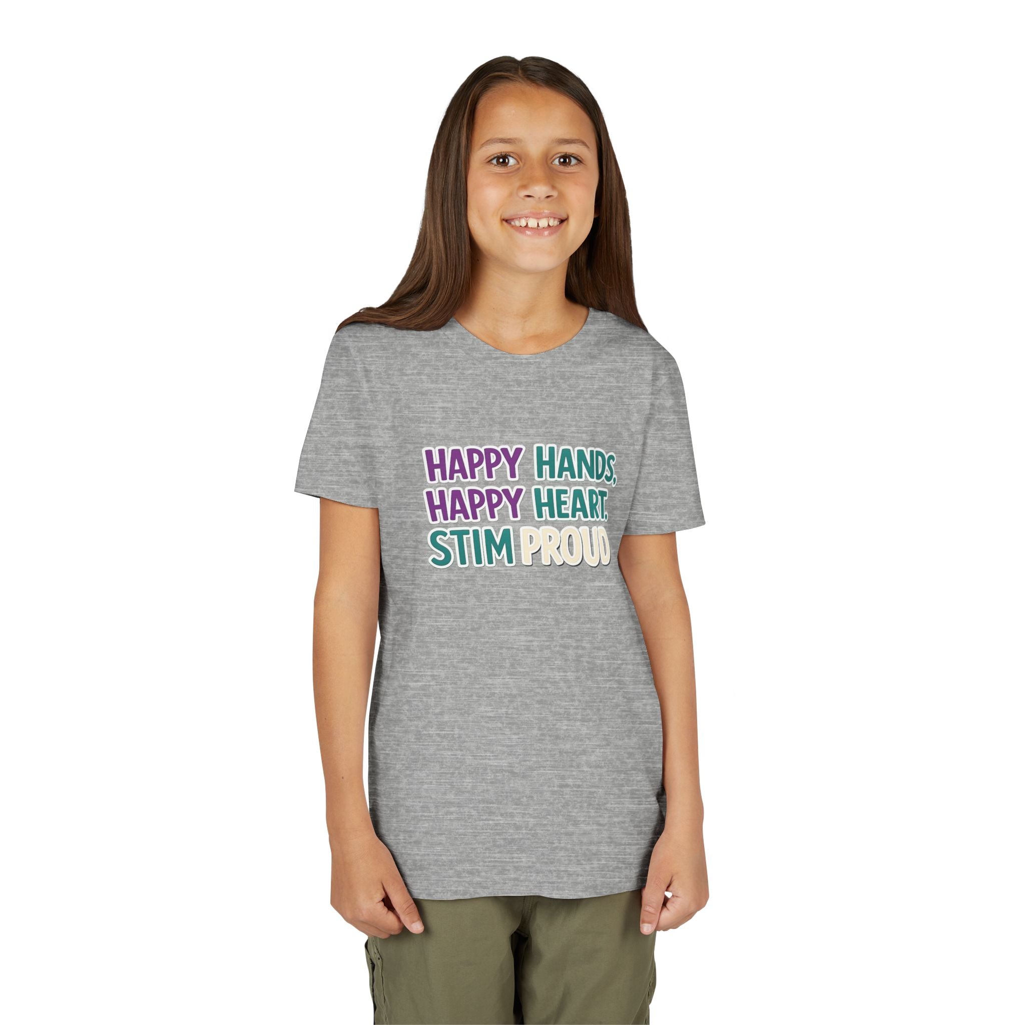 Happy Hands Happy Heart Youth Shirt Stim Proud Autism Awareness T Shirt Sensory Friendly Kids Neurodivergent Special Needs Tee
