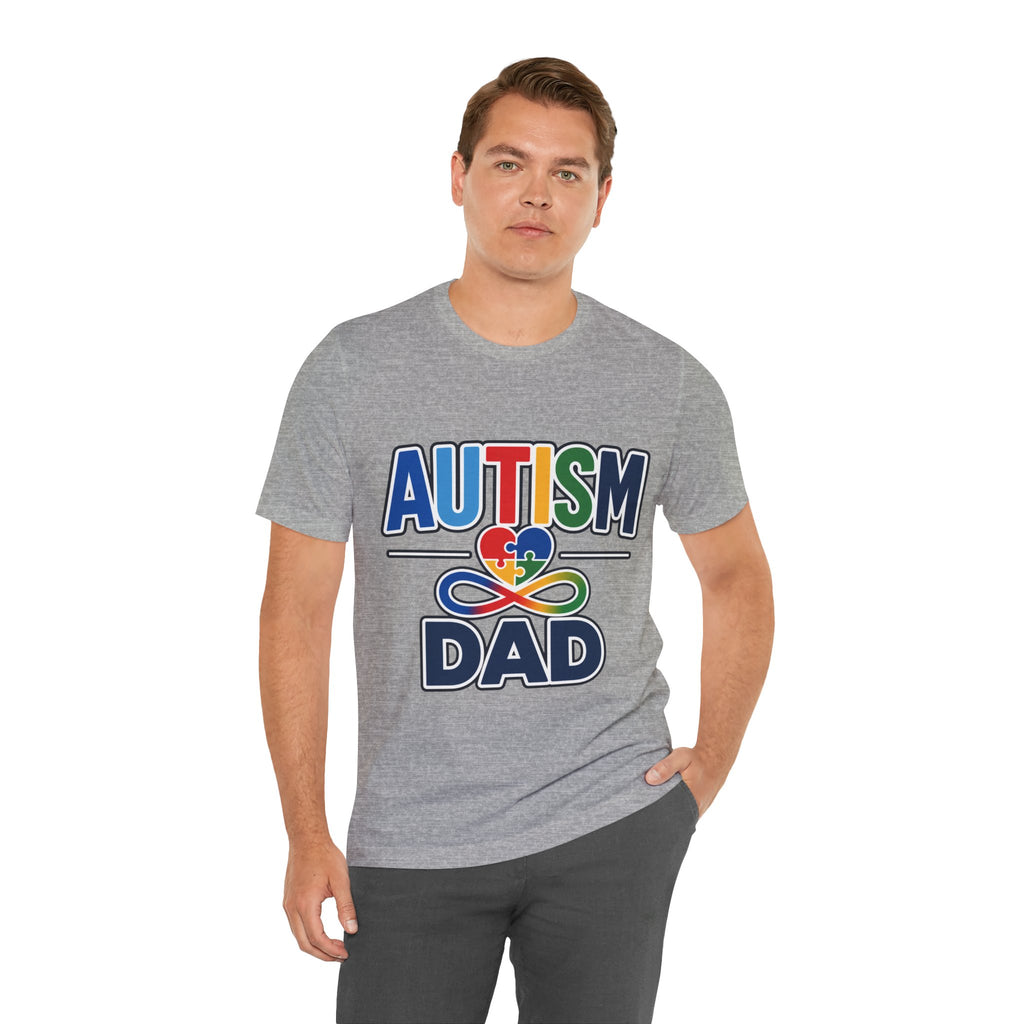 Autism Dad Shirt | Proud Autism Father T-Shirt | Colorful Puzzle Heart Infinity Design | Autism Awareness Gift for Dad | Autism Acceptance Tee