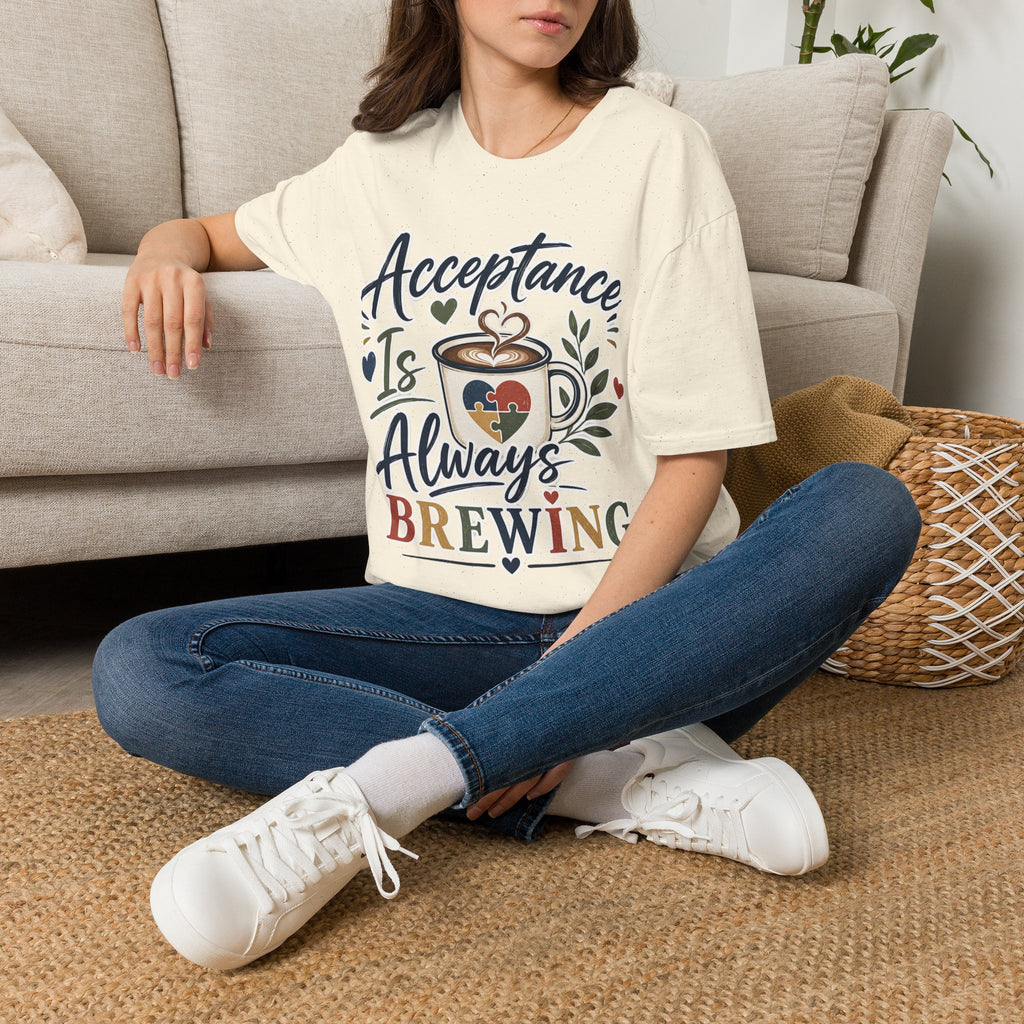 Acceptance Is Always Brewing Shirt | Coffee Lover T-Shirt | Autism Acceptance Tee | Inclusive Graphic Shirt | Barista Gift