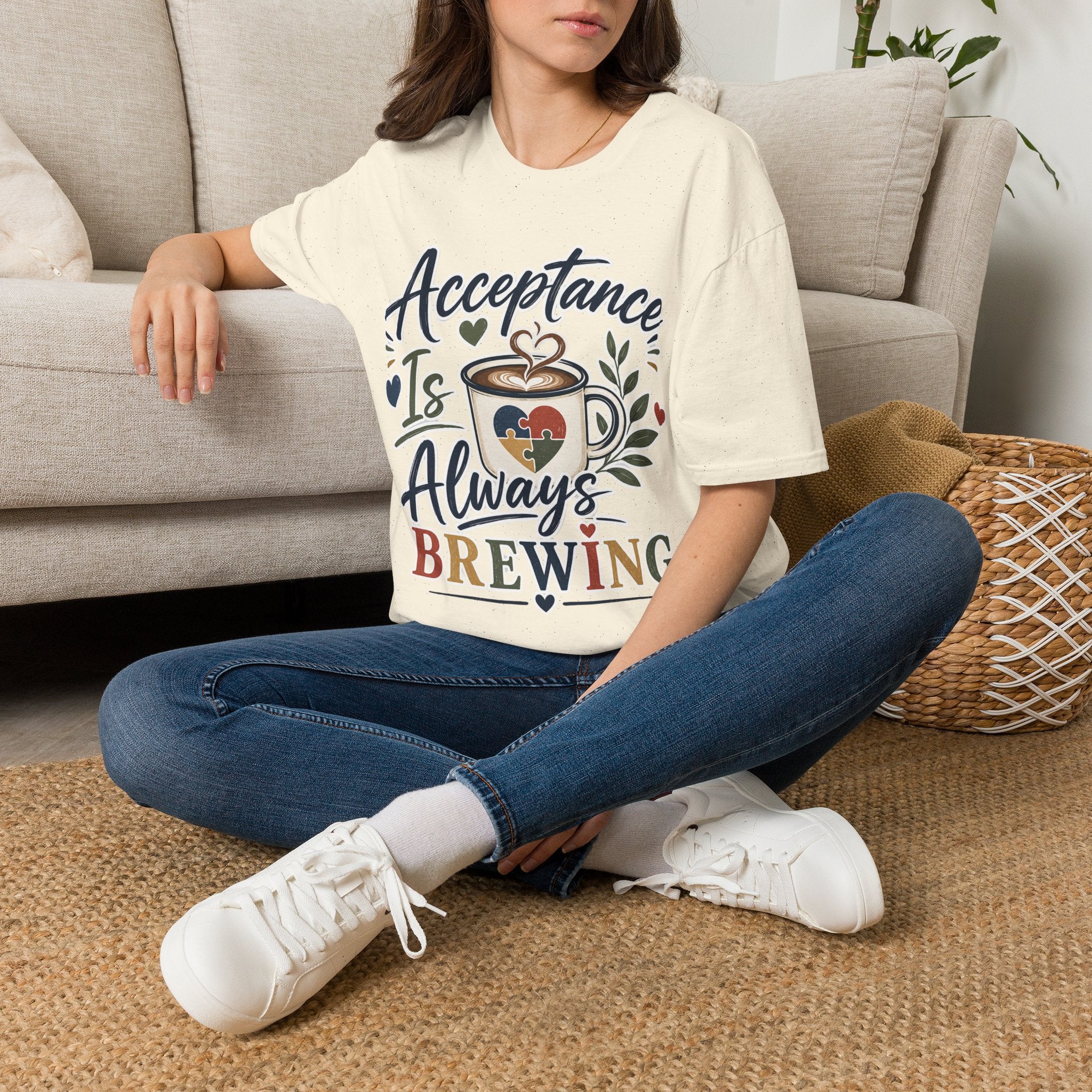 Acceptance Is Always Brewing Shirt | Coffee Lover T-Shirt | Autism Acceptance Tee | Inclusive Graphic Shirt | Barista Gift
