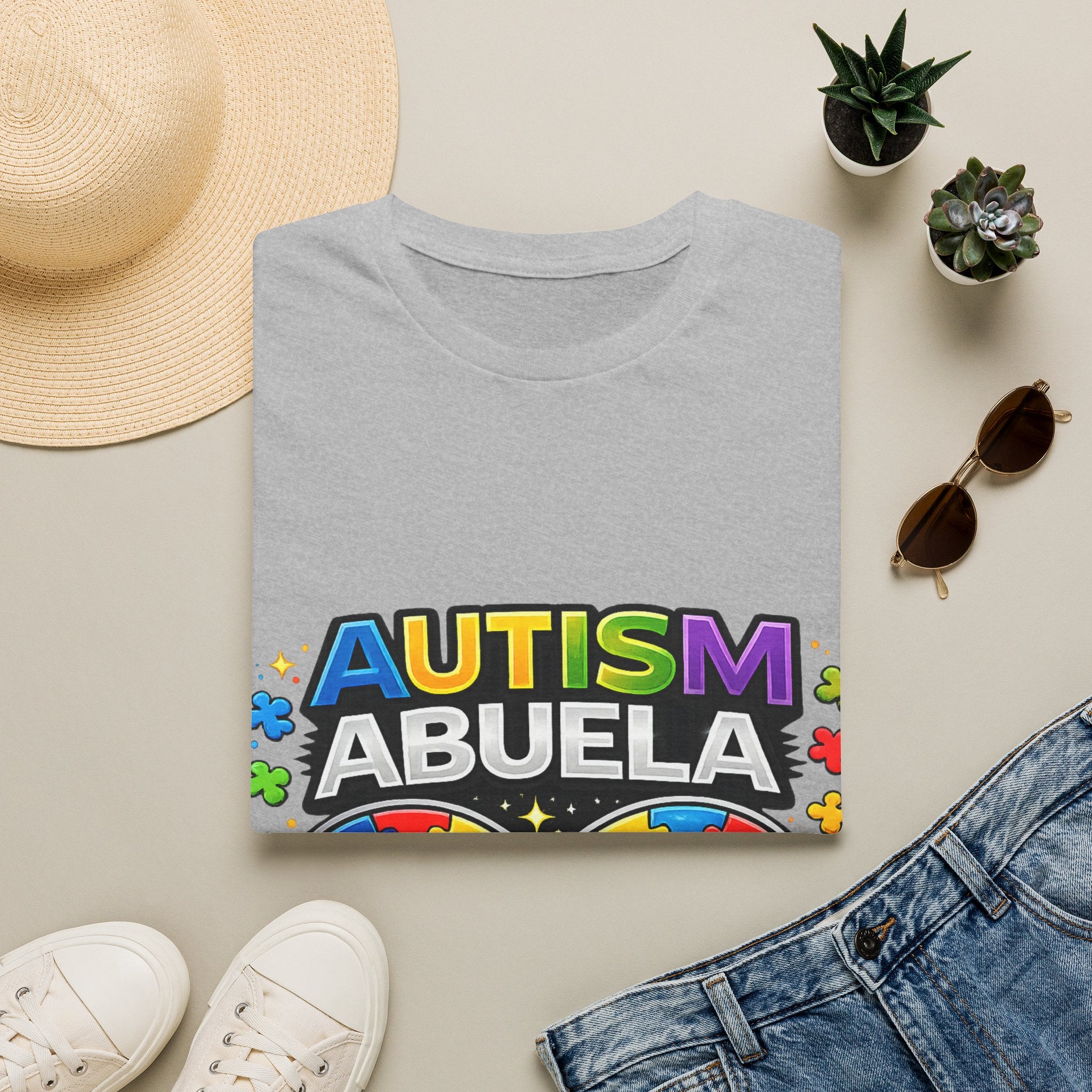 Autism Abuela T-Shirt | Rainbow Puzzle Infinity Design