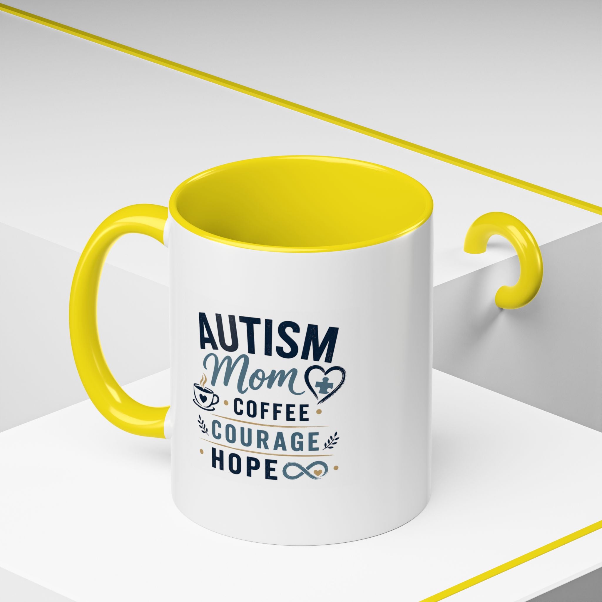 Autism Mom Coffee Mug | Accent Ceramic Mug 11oz  15oz | Puzzle Heart Infinity Design | Autism Awareness  Acceptance Gift | Special Needs