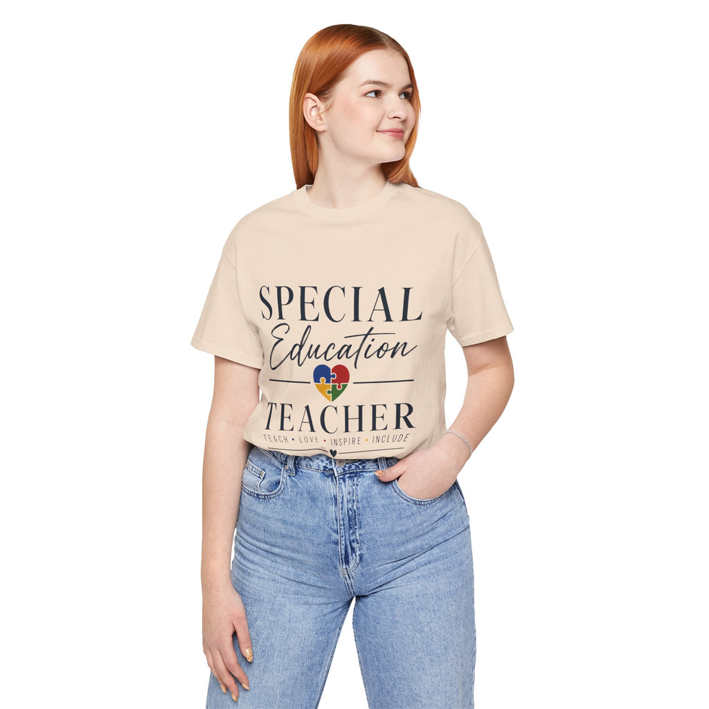 Special Education Teacher Shirt | Teach Love Inspire T-Shirt | Puzzle Heart Graphic Tee | Autism Acceptance Gift | Inclusive Teacher