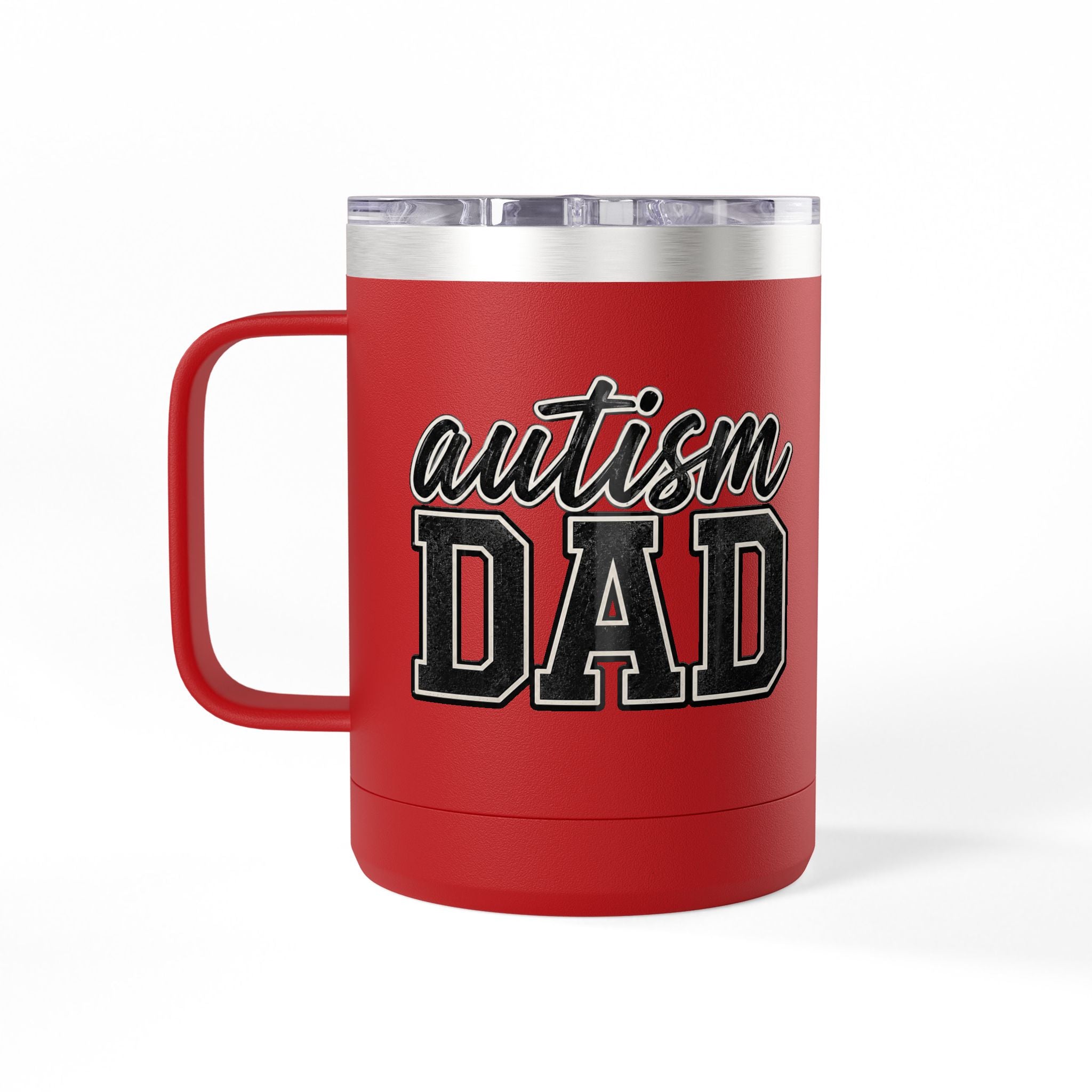 Autism Dad Minimalist Script & Block Logo Mug | 15oz Insulated Tumbler