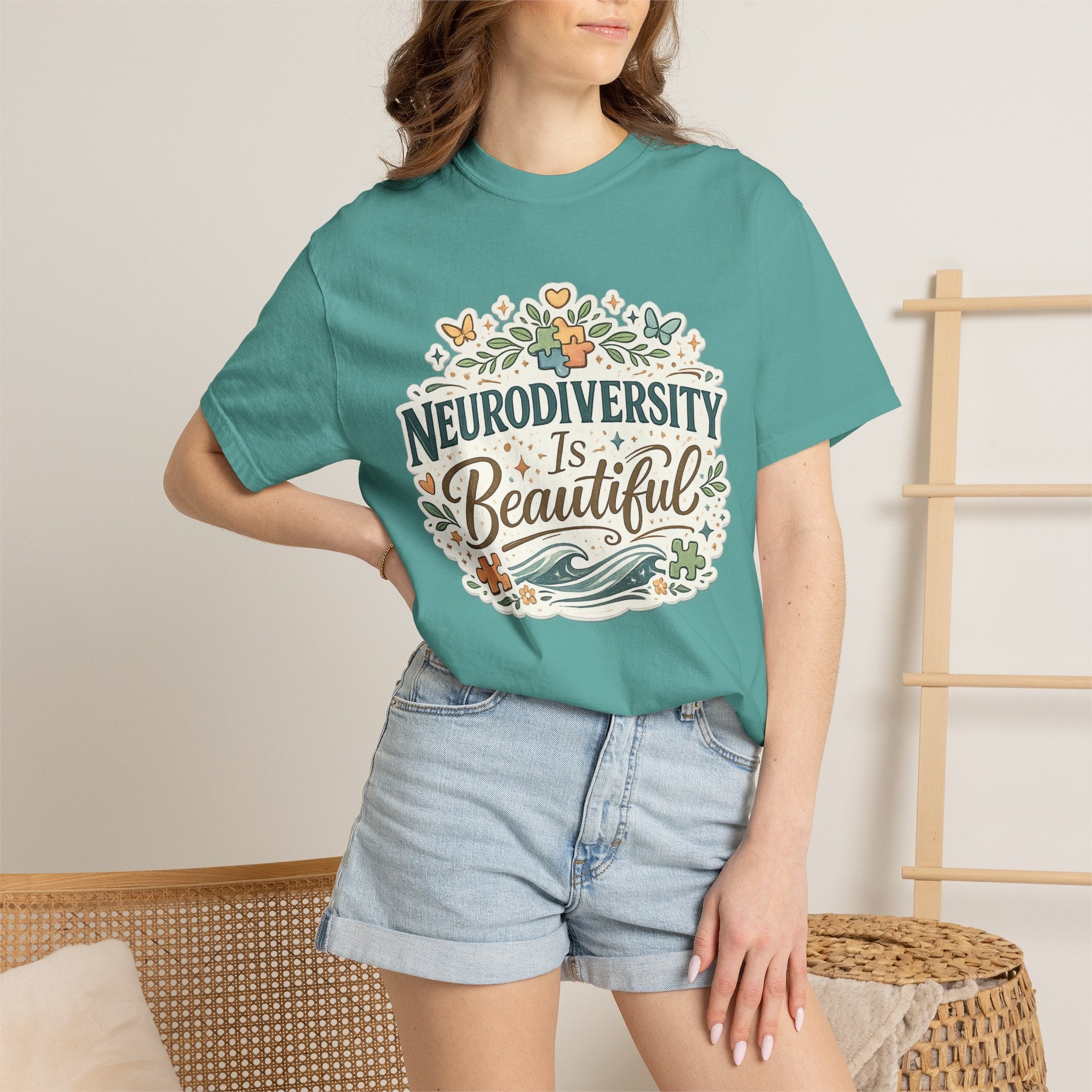 Neurodiversity Is Beautiful T-shirt | Floral Wave Awareness Tee