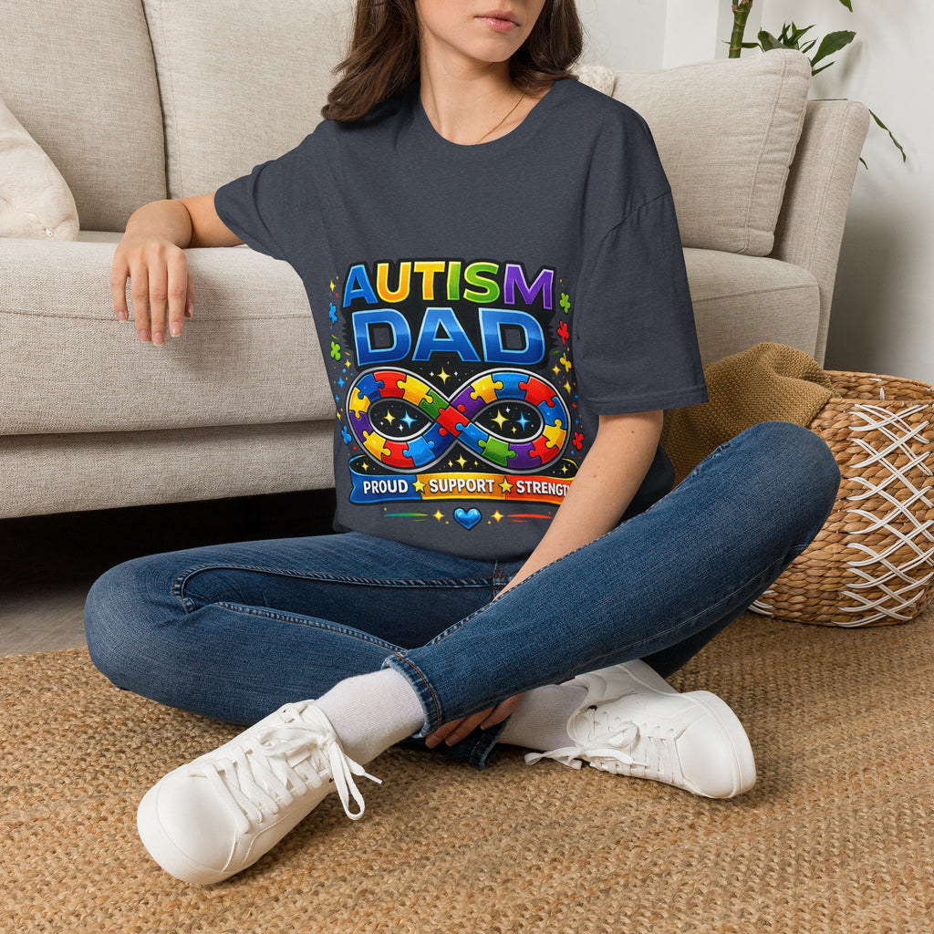 Autism Dad Shirt | Proud Autism Father Tee | Infinity Puzzle Ribbon T-Shirt | Autism Awareness Gift for Dad | Neurodiversity Support