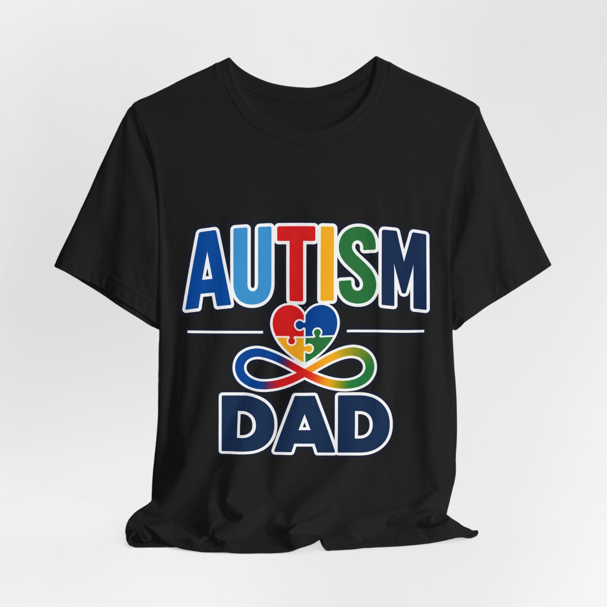 Autism Dad Shirt | Proud Autism Father T-Shirt | Colorful Puzzle Heart Infinity Design | Autism Awareness Gift for Dad | Autism Acceptance Tee