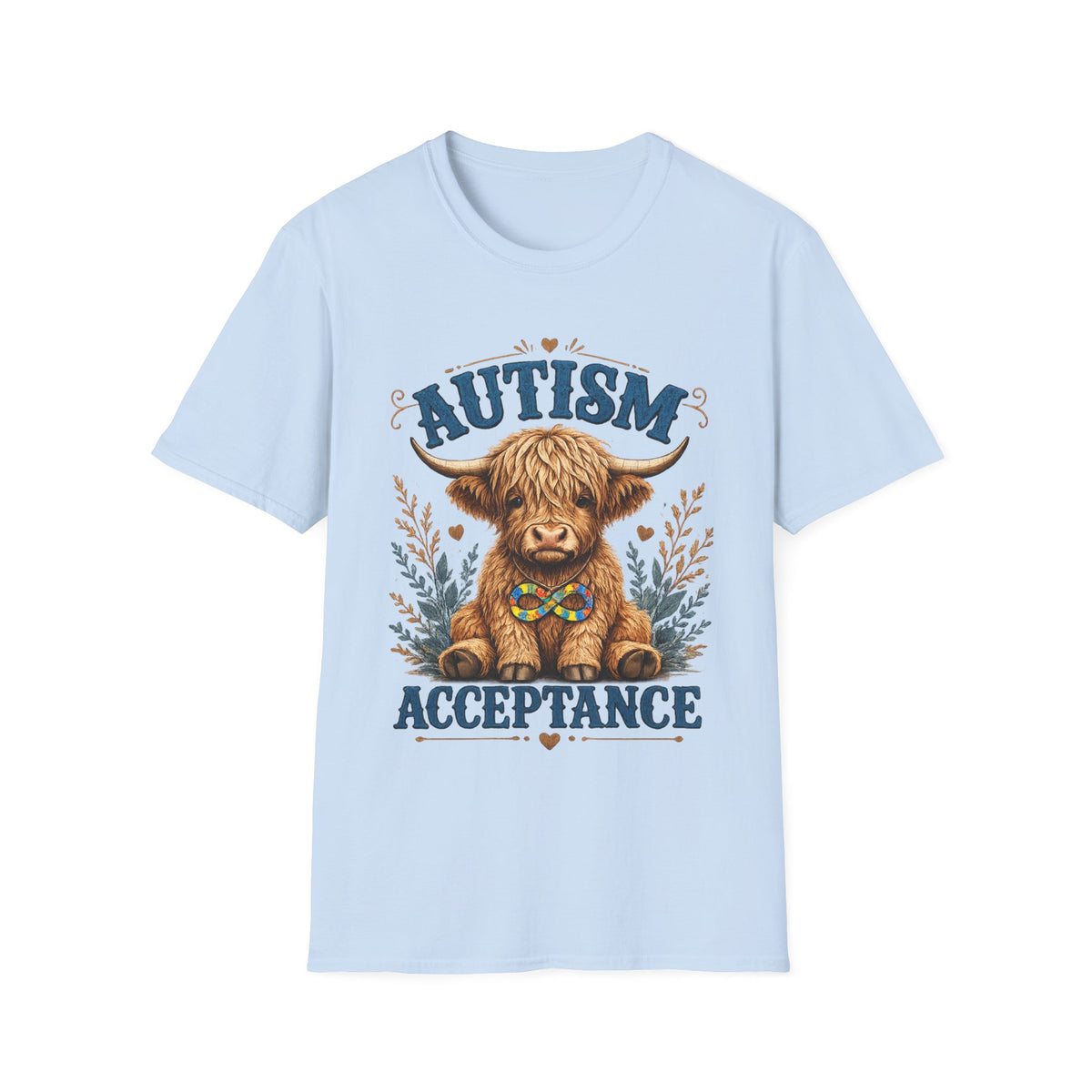 Autism Acceptance Highland Cow T-Shirt | Awareness, Support