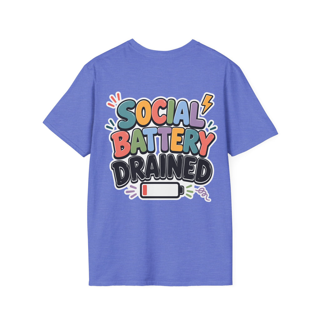 Social Battery Drained Shirt | Funny Introvert T-Shirt | Social Anxiety Graphic Tee | Mental Health Humor Shirt | Unisex Gift