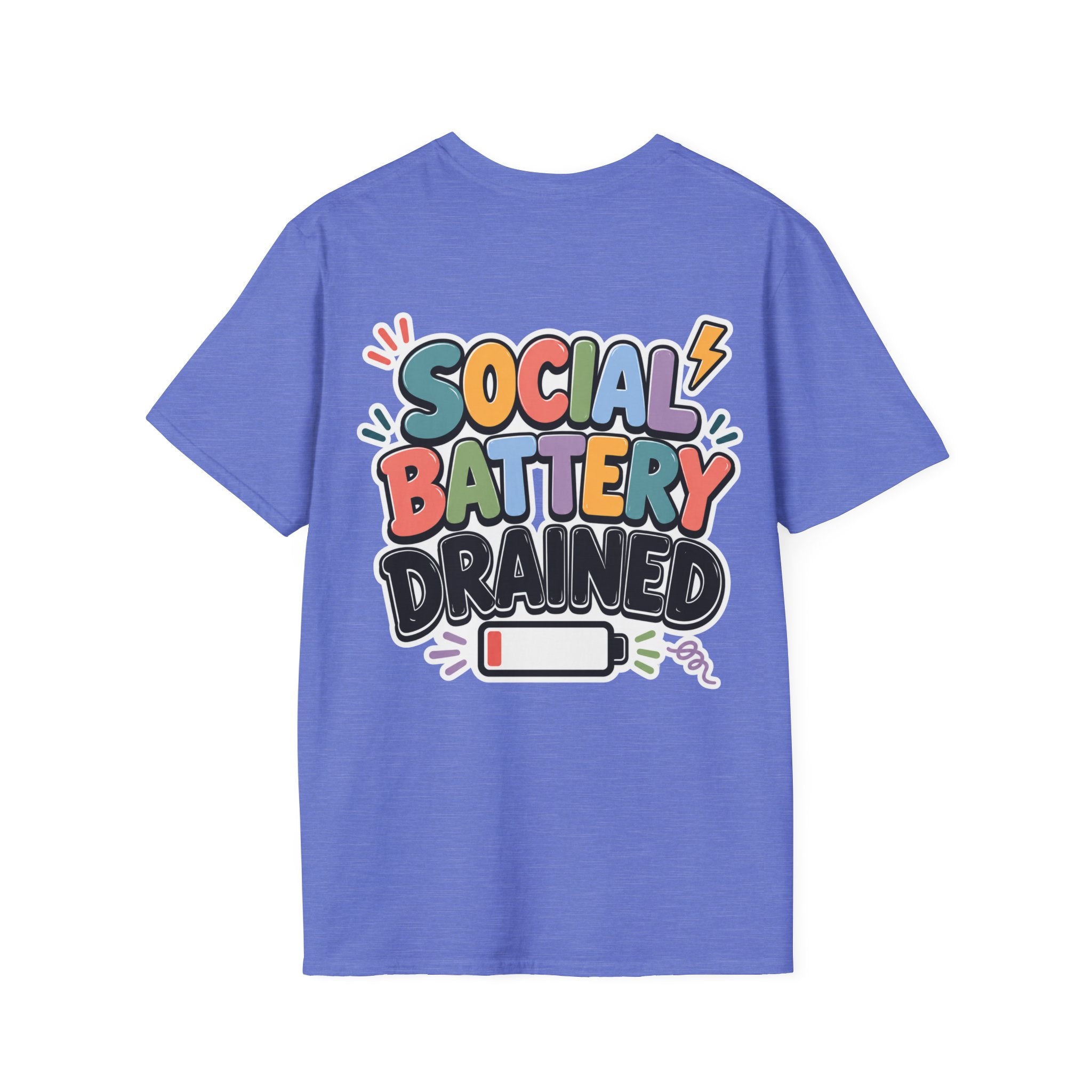 Social Battery Drained Shirt | Funny Introvert T-Shirt | Social Anxiety Graphic Tee | Mental Health Humor Shirt | Unisex Gift